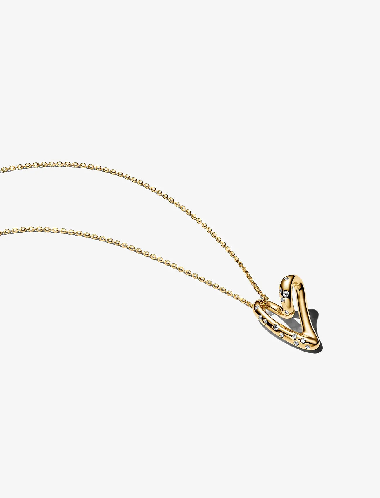 Pandora - Organically Shaped Stone-Set Heart Pendant - halskæder med vedhæng - clear - 1