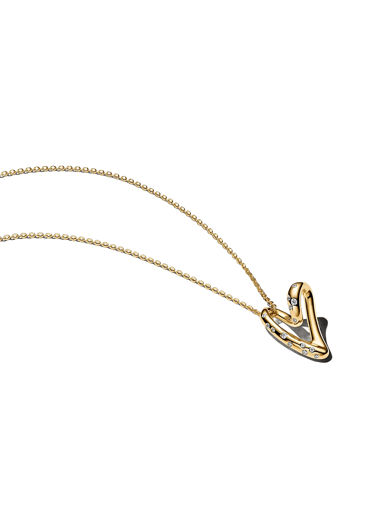 Pandora - Organically Shaped Stone-Set Heart Pendant - halskæder med vedhæng - clear - 1