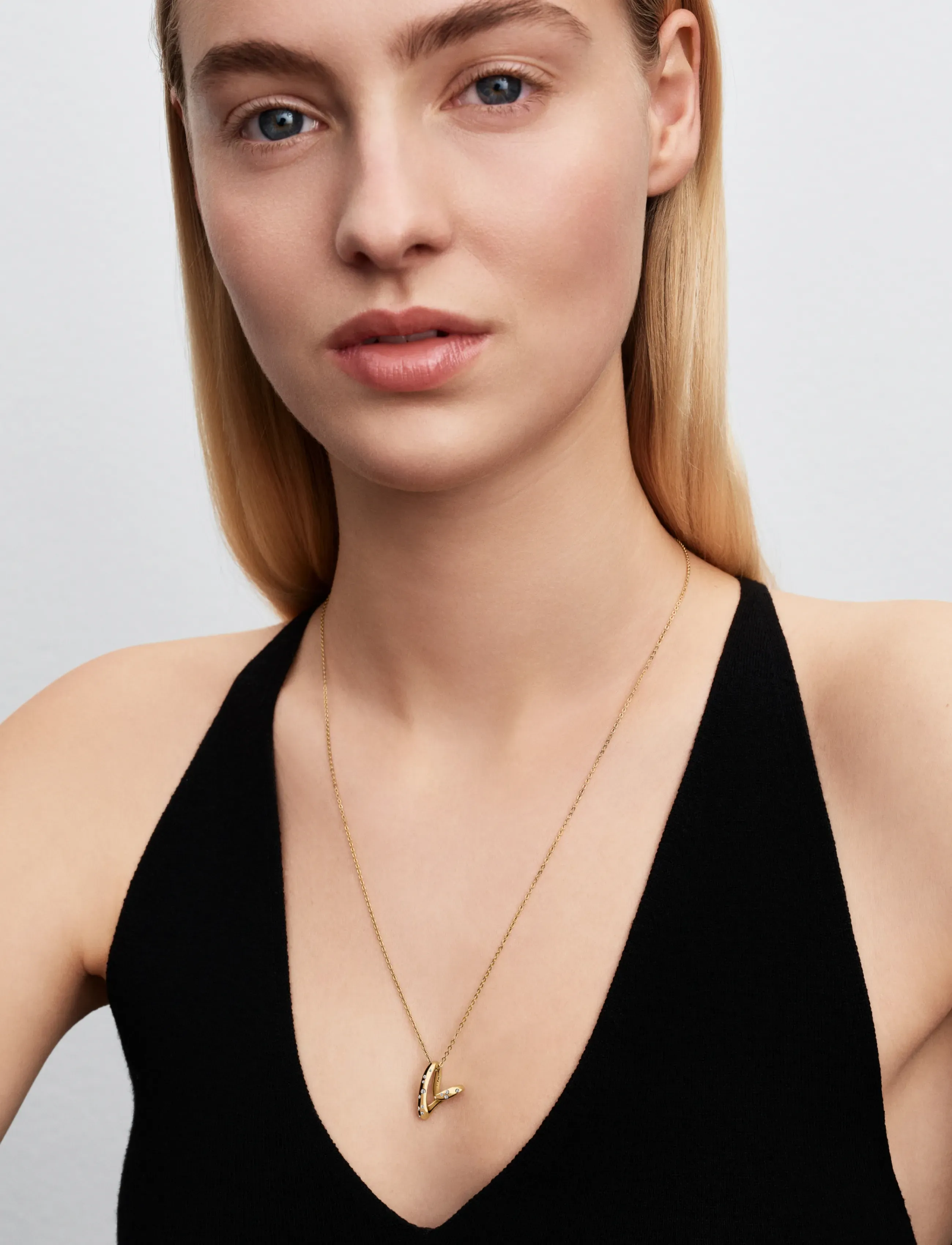 Pandora Organically Shaped Stone-Set Heart Pendant, 60 cm, Necklaces, Gold - Dainty Frauen