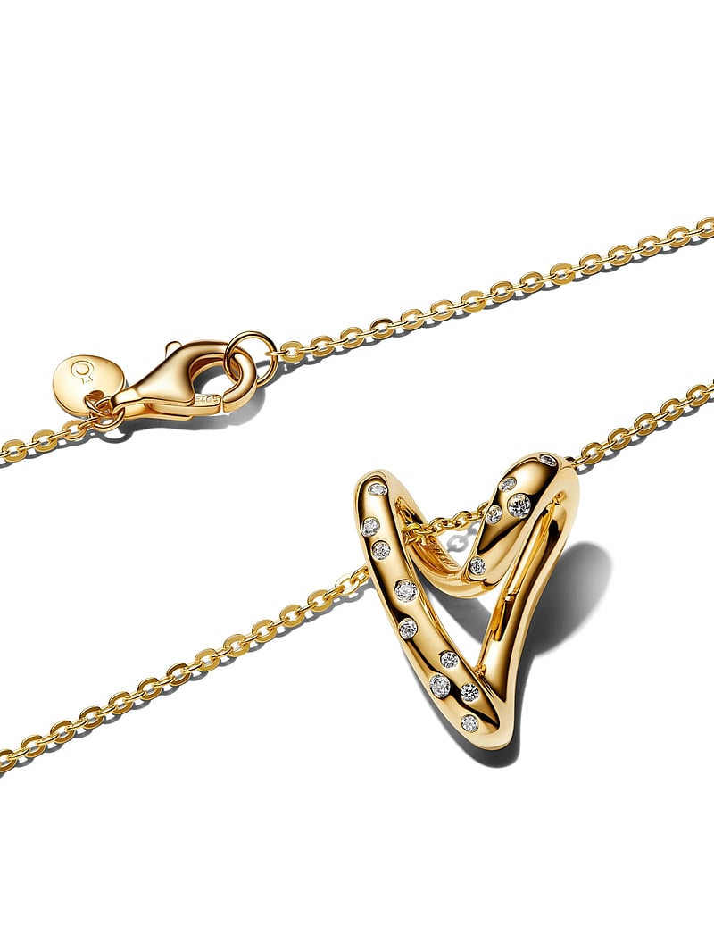 Pandora - Organically Shaped Stone-Set Heart Pendant - halskæder med vedhæng - clear - 2