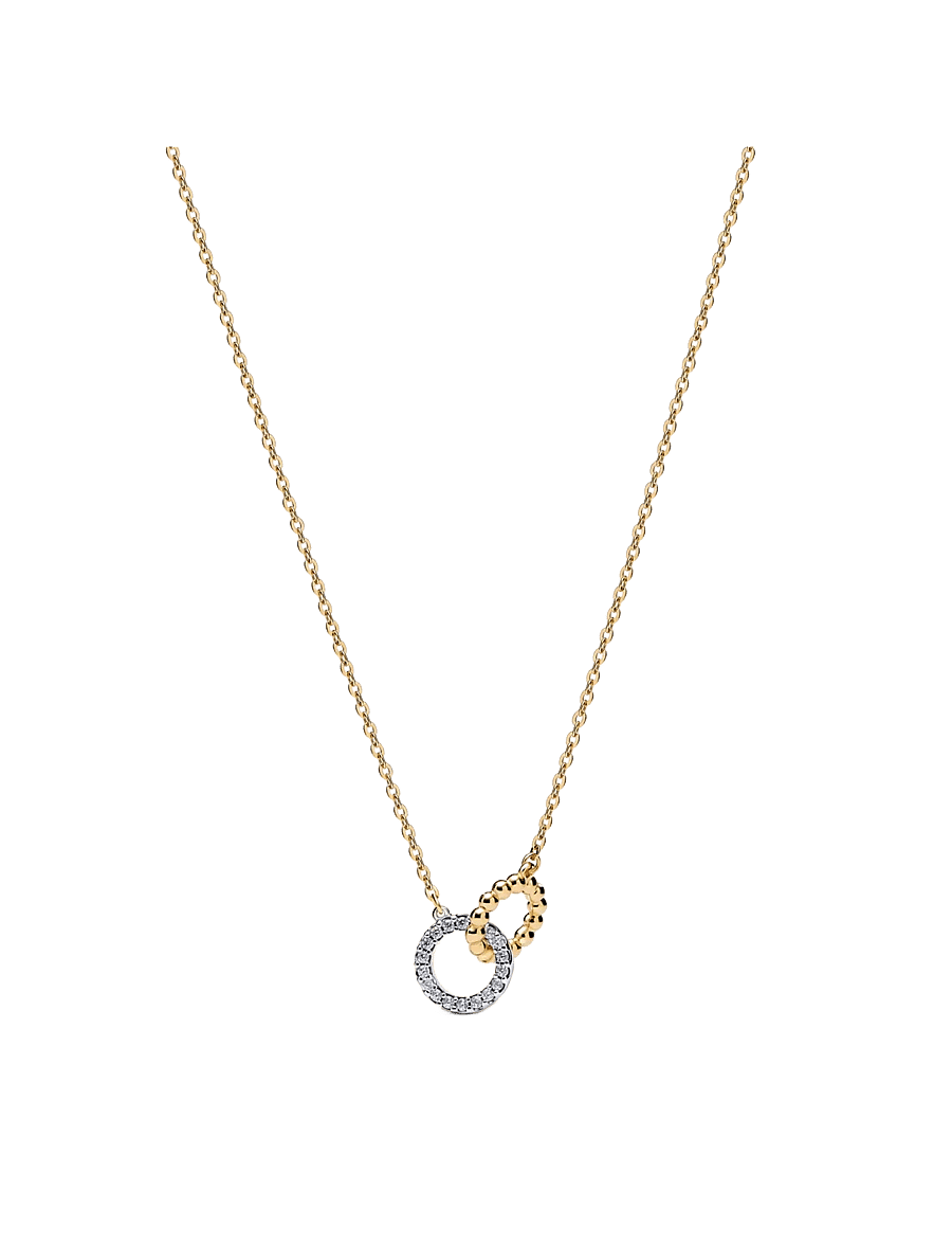 Pandora - Beads & Pavé Interlocking Circles Necklace - clear - 1