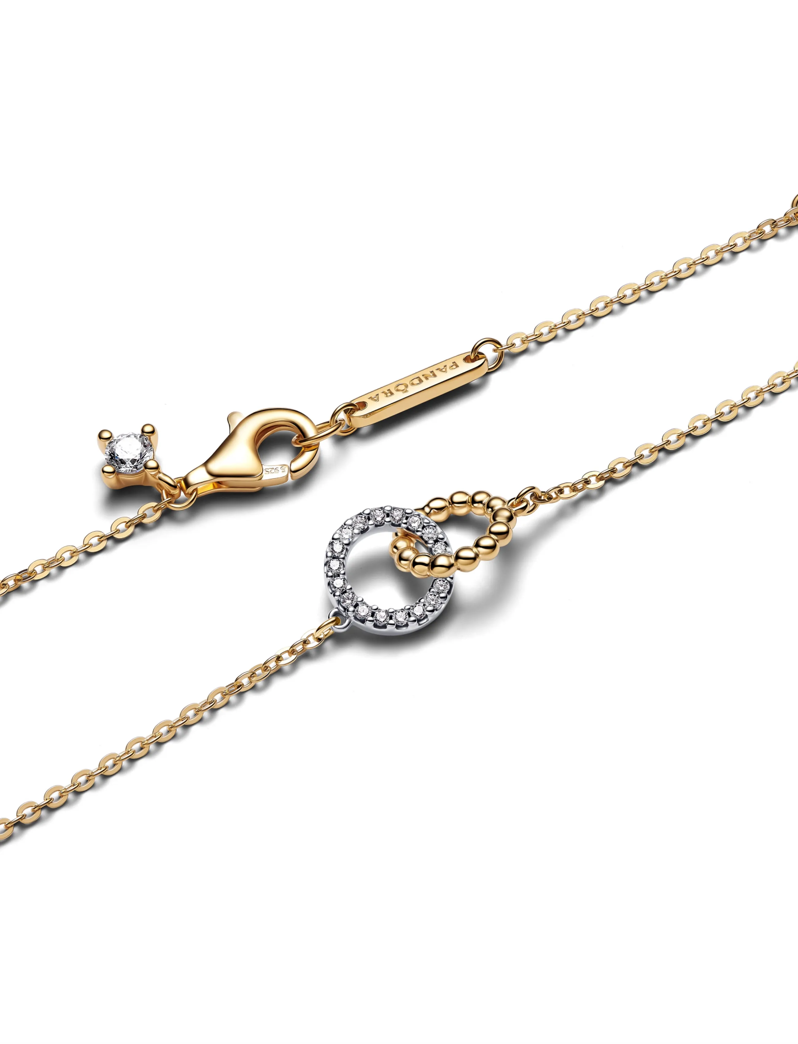 Pandora - Beads & Pavé Interlocking Circles Necklace - clear - 3