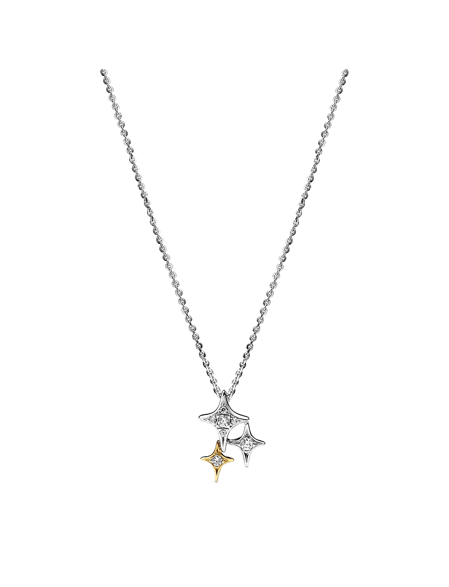 Pandora - Triple Star Pendant Necklace - clear - 1