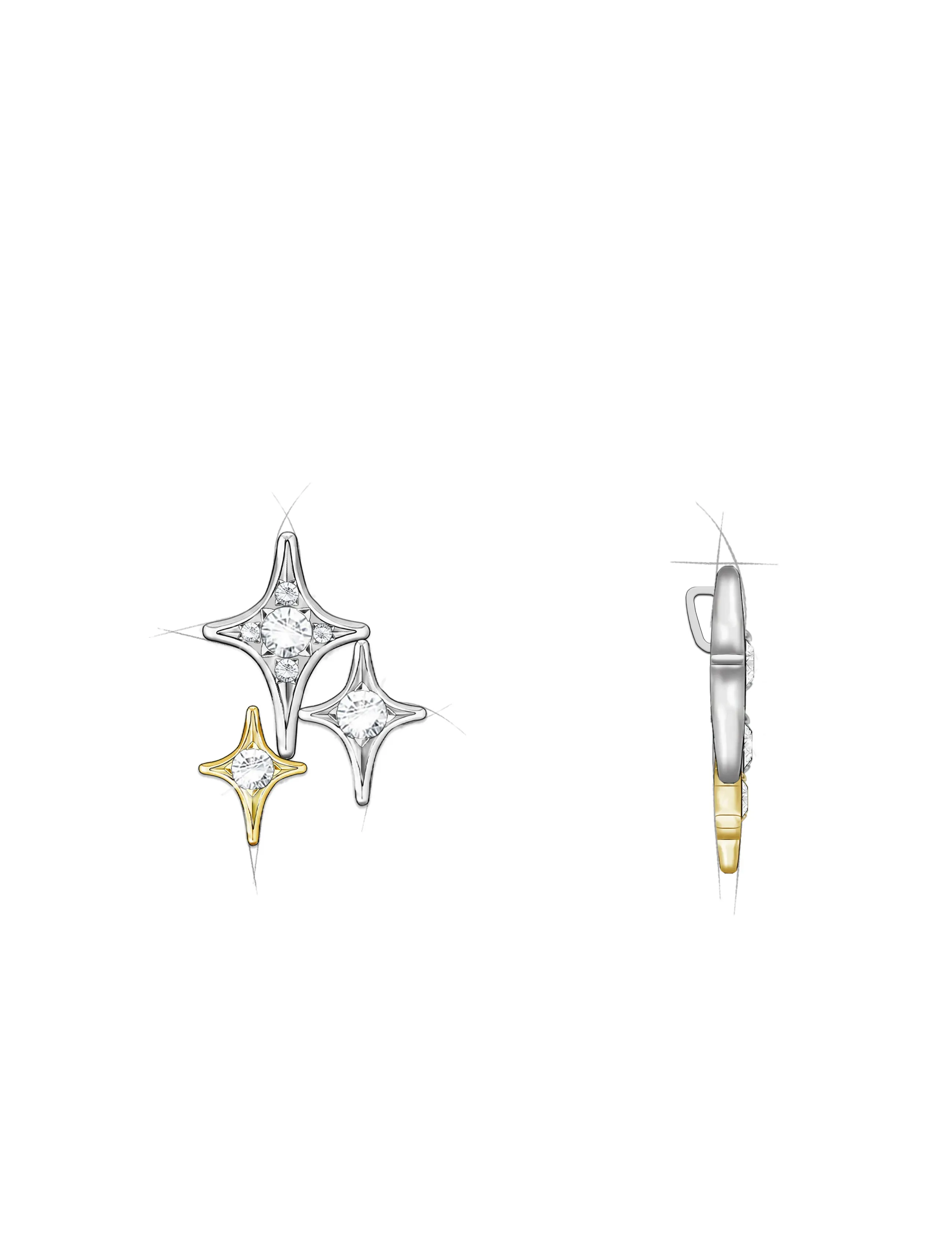 Pandora - Triple Star Pendant Necklace - clear - 3