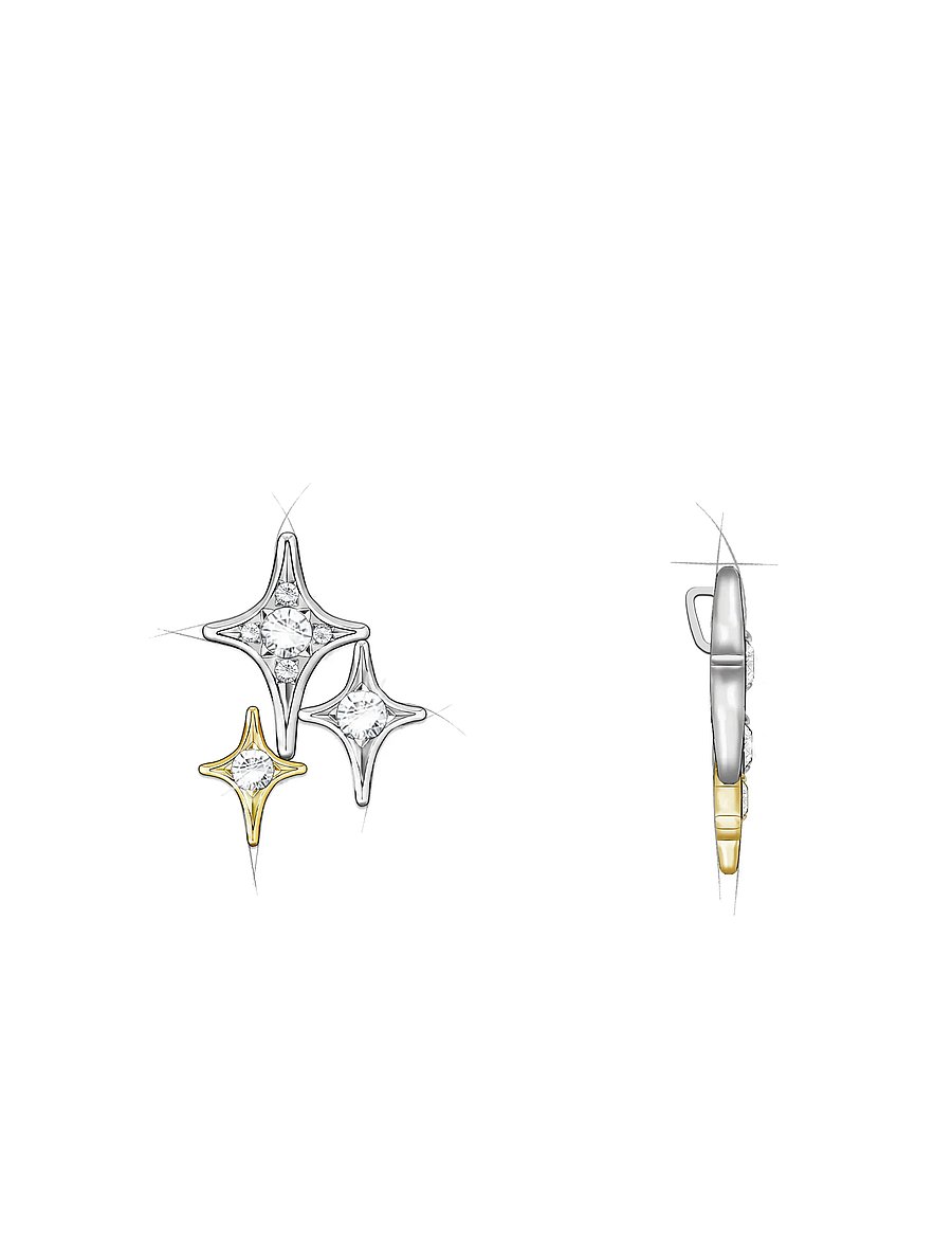 Pandora - Triple Star Pendant Necklace - clear - 3