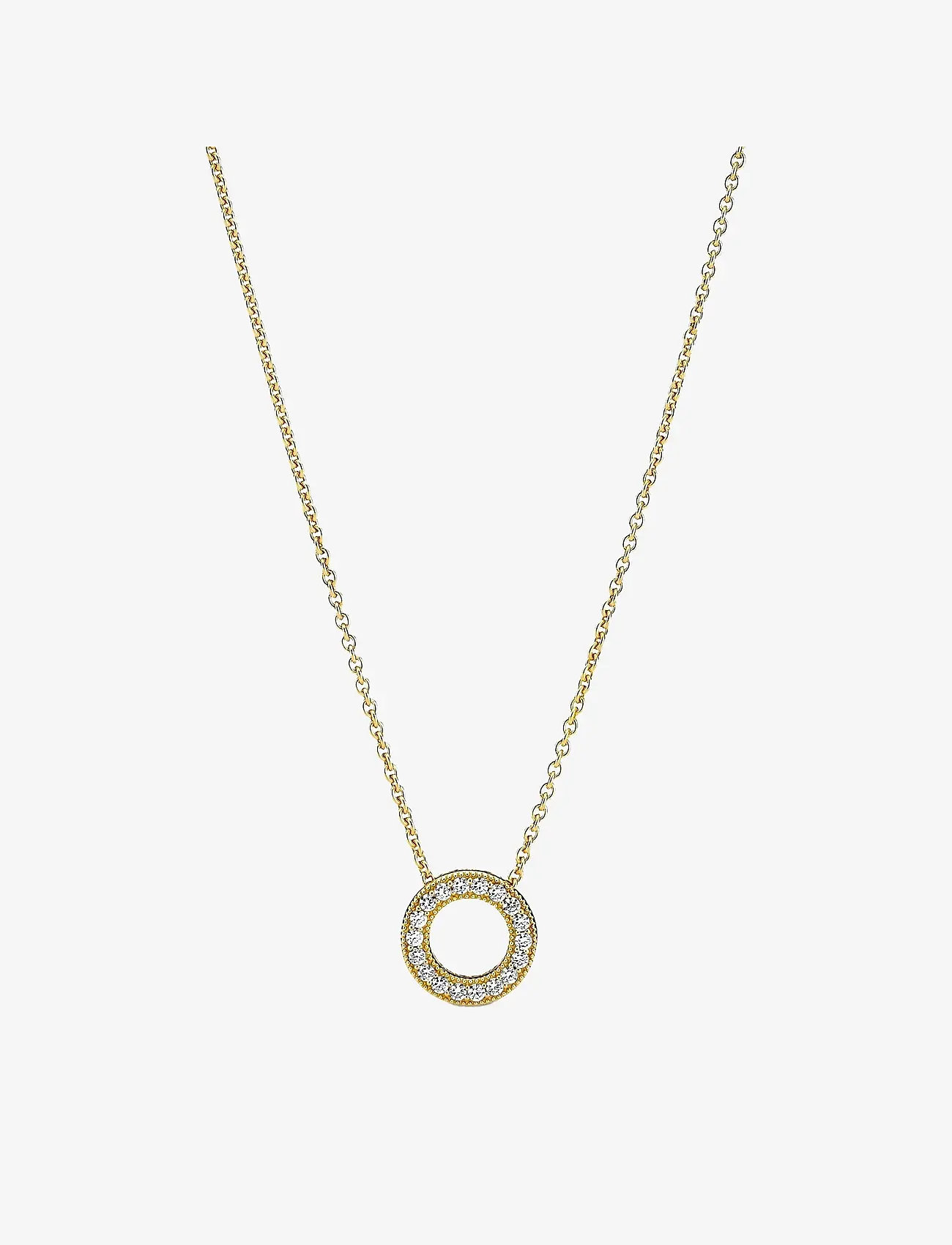 Pandora logo reversible 14k gold-plated collier with clear cubic