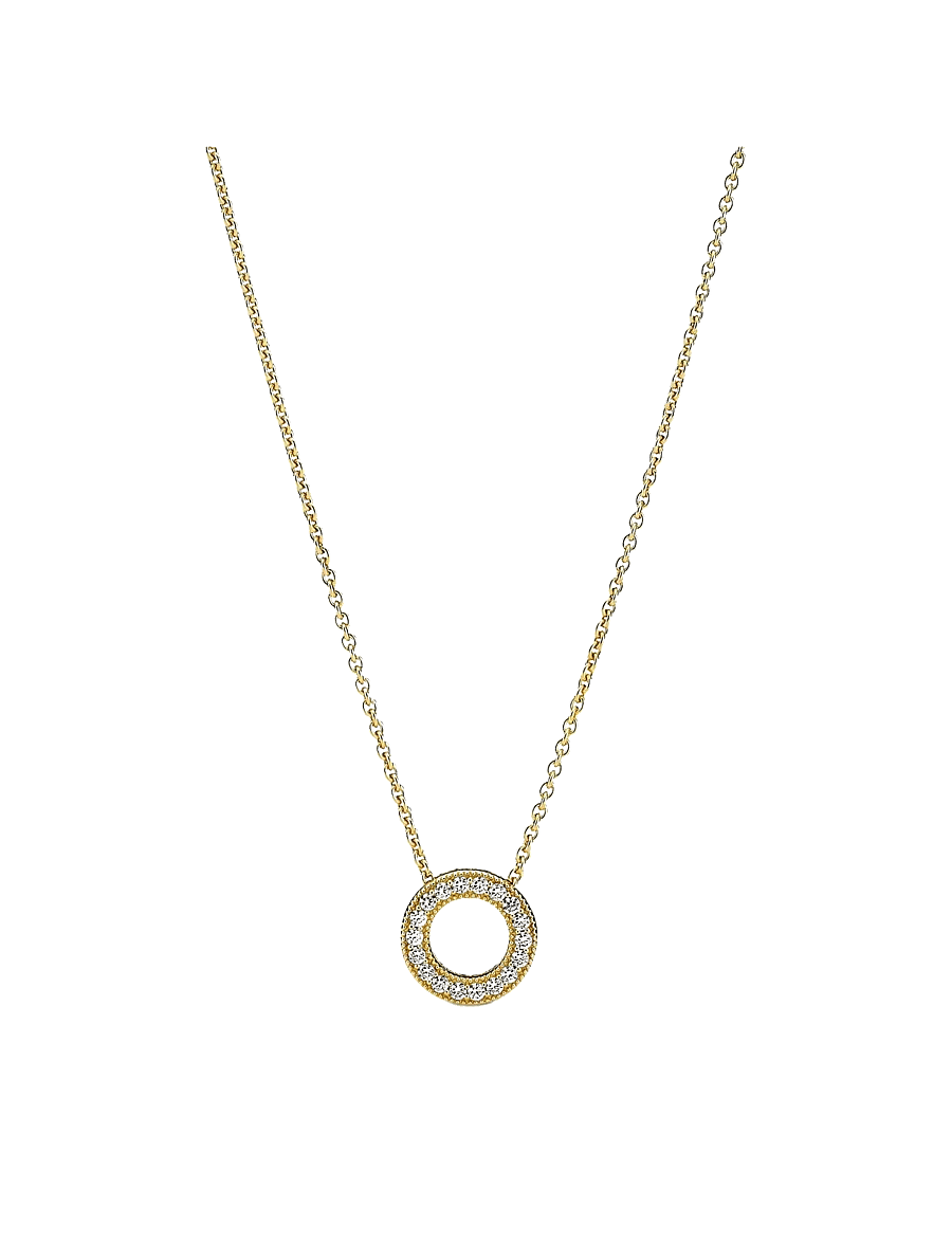 Pandora - Logo Pavé Circle Collier Necklace - halsketten - clear - 0