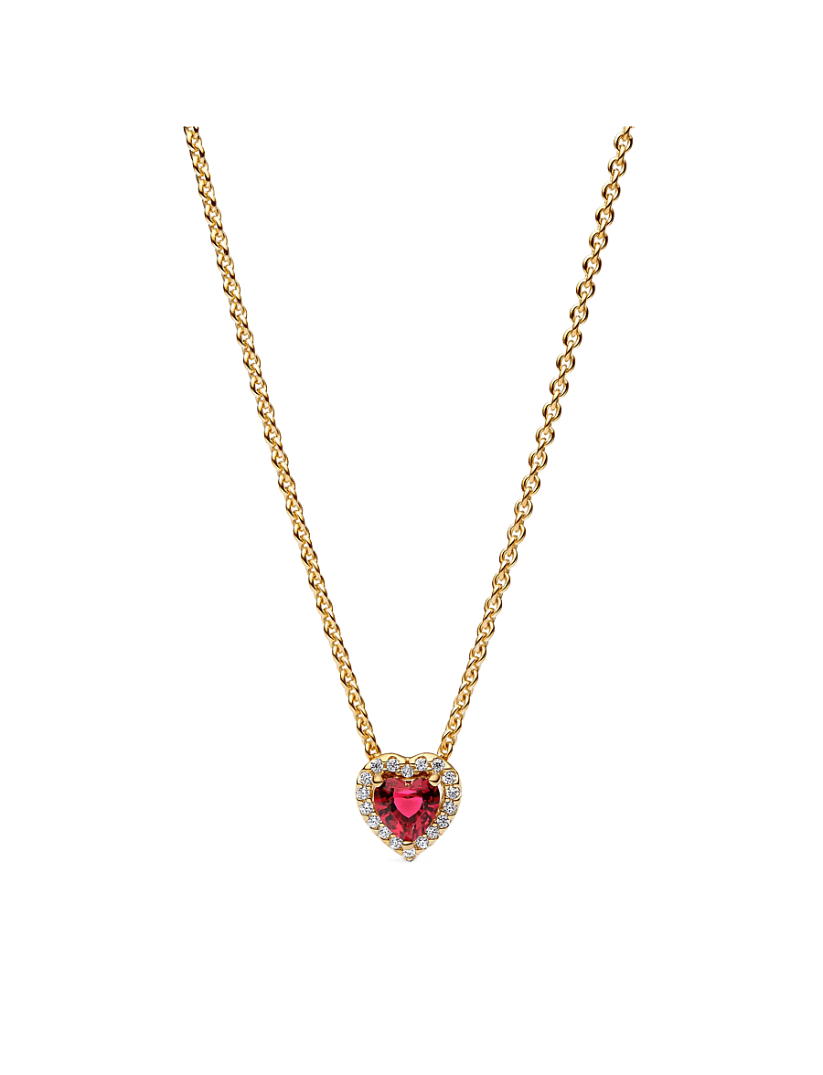 Pandora - Heart 14k gold-plated collier with - red - 1