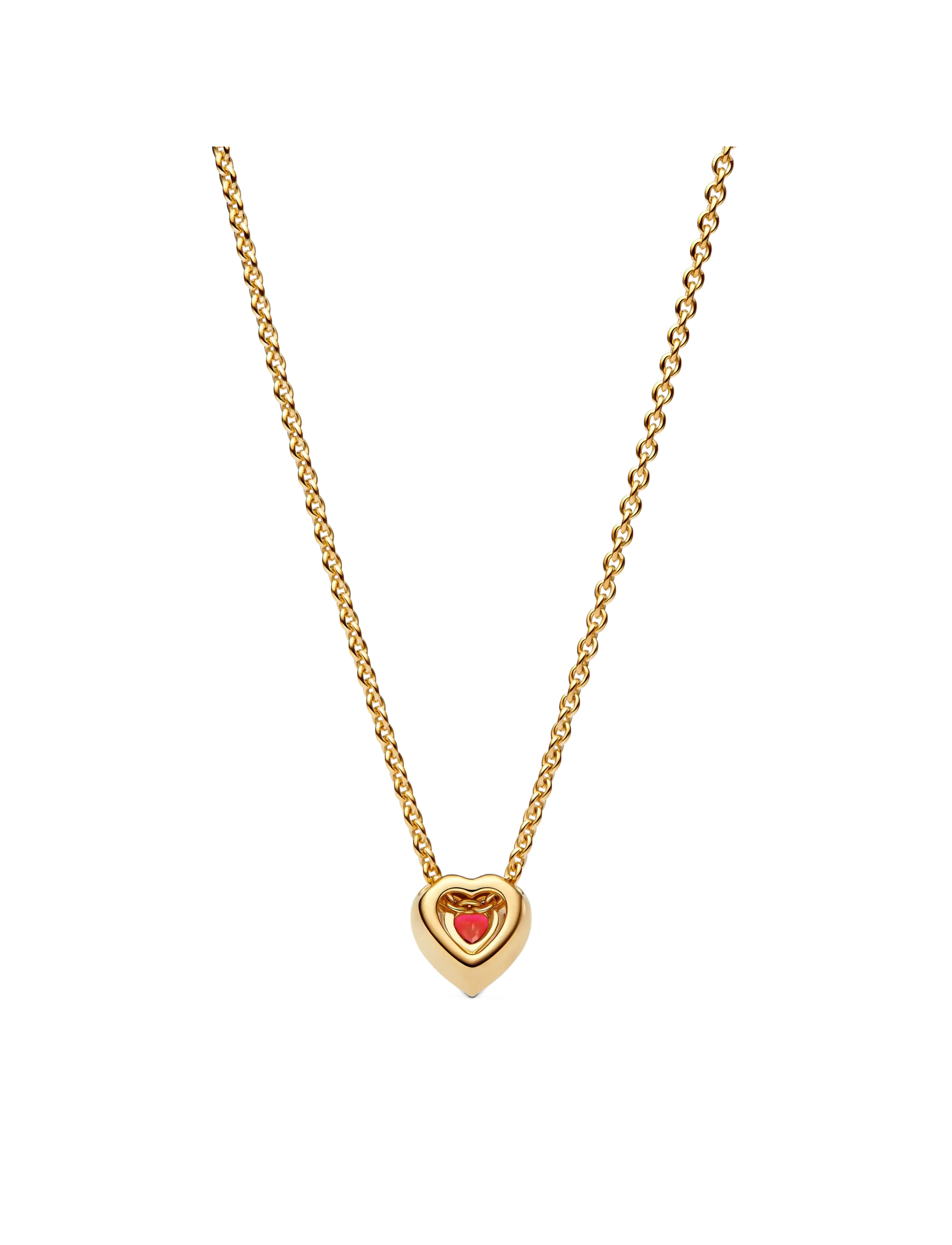 Pandora - Heart 14k gold-plated collier with - red - 2