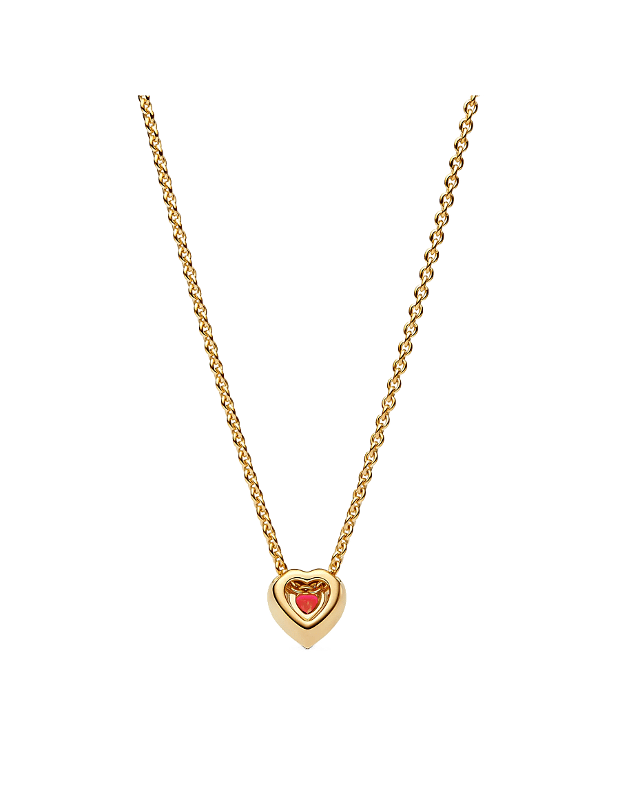 Pandora - Heart 14k gold-plated collier with - red - 2