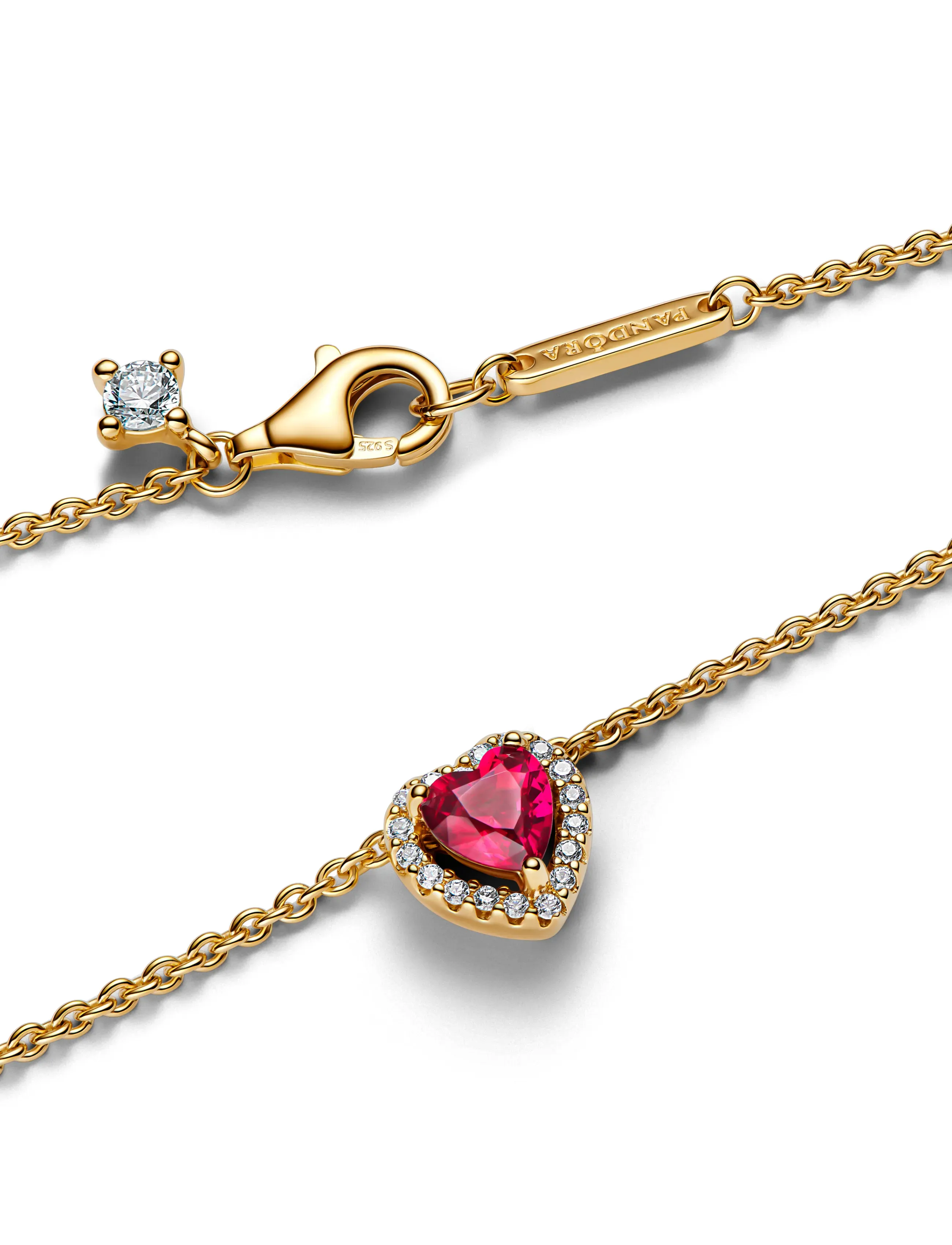 Pandora - Heart 14k gold-plated collier with - red - 3