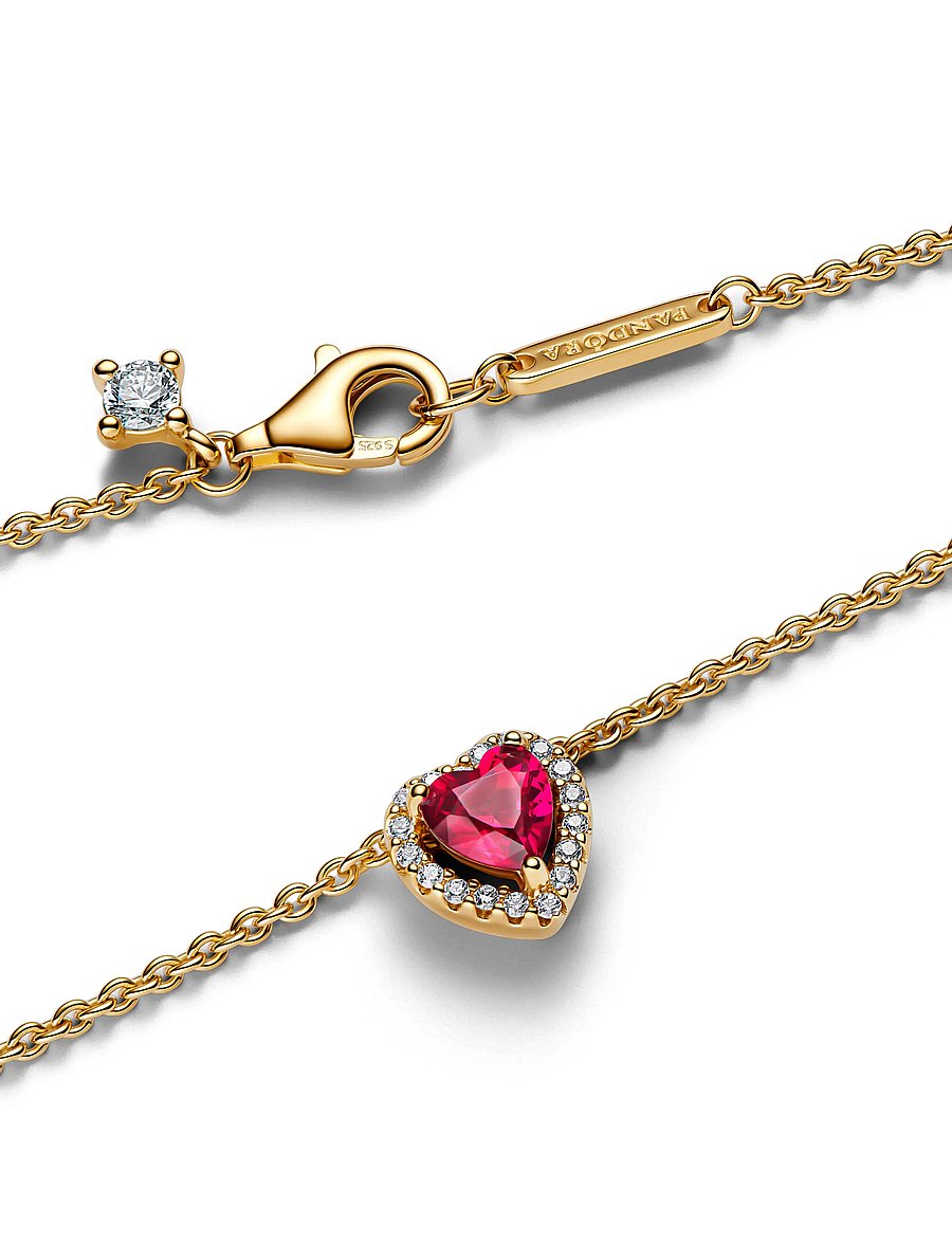 Pandora - Heart 14k gold-plated collier with - red - 3