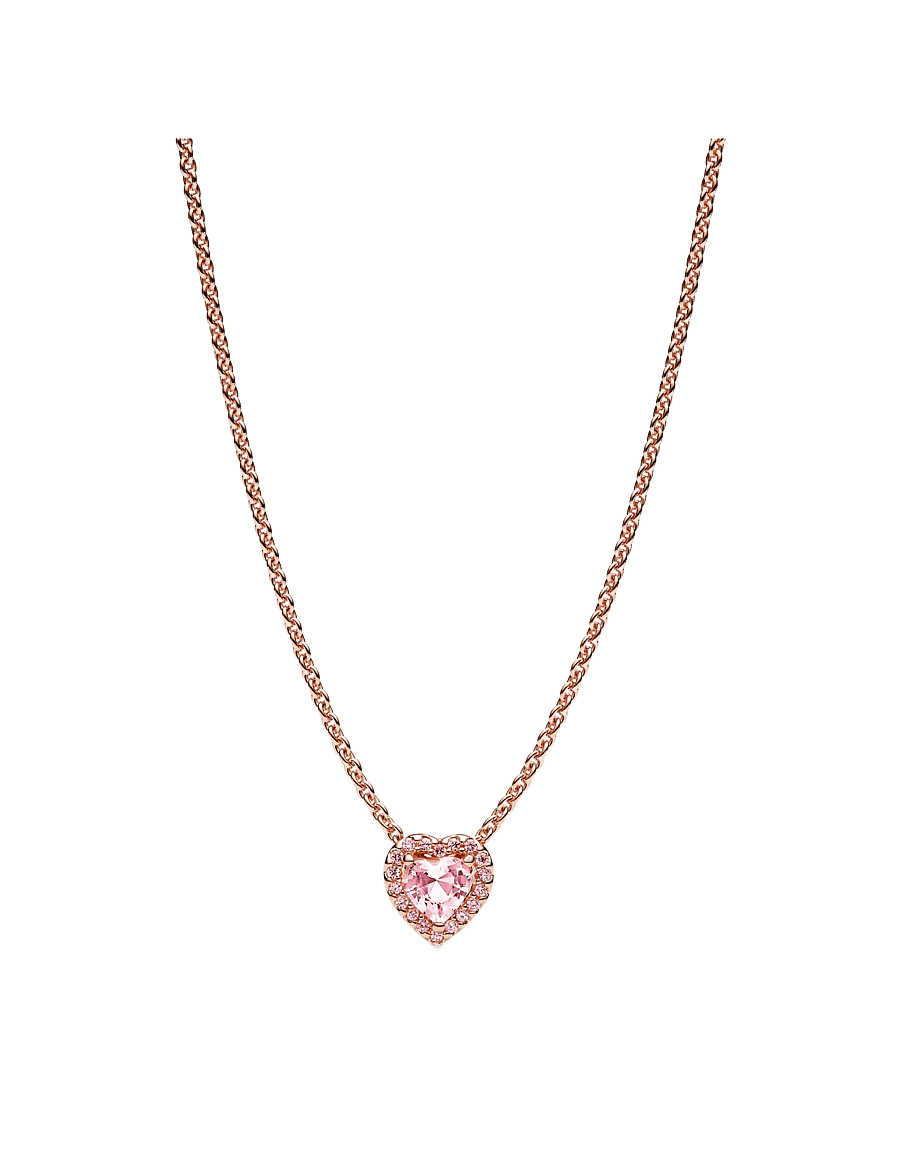 Pandora - Heart 14k rose gold-plated collier - pink - 1