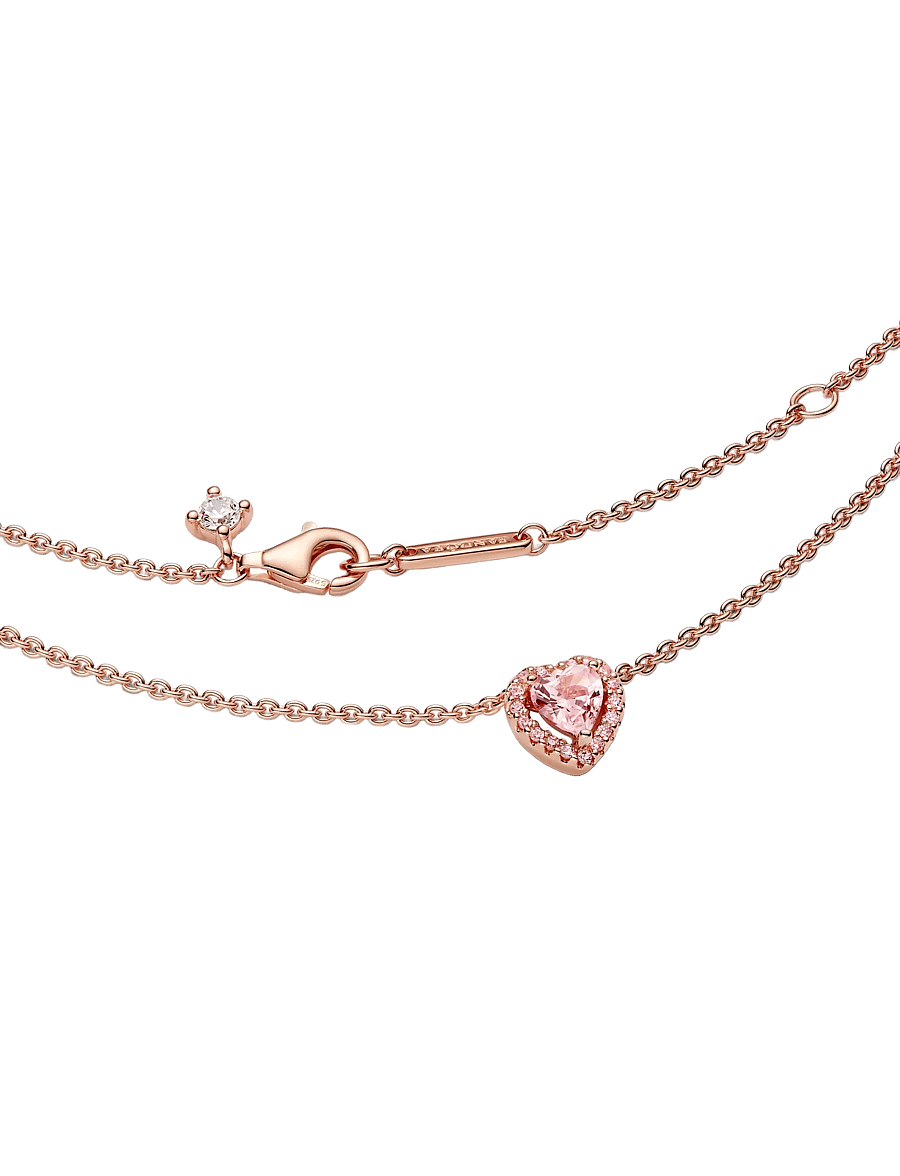 Pandora - Heart 14k rose gold-plated collier - pink - 3