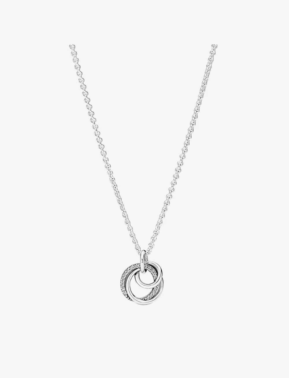 Pandora - Encircled sterling silver necklace with clear cubic zirconia pendant - kedjehalsband - clear - 1