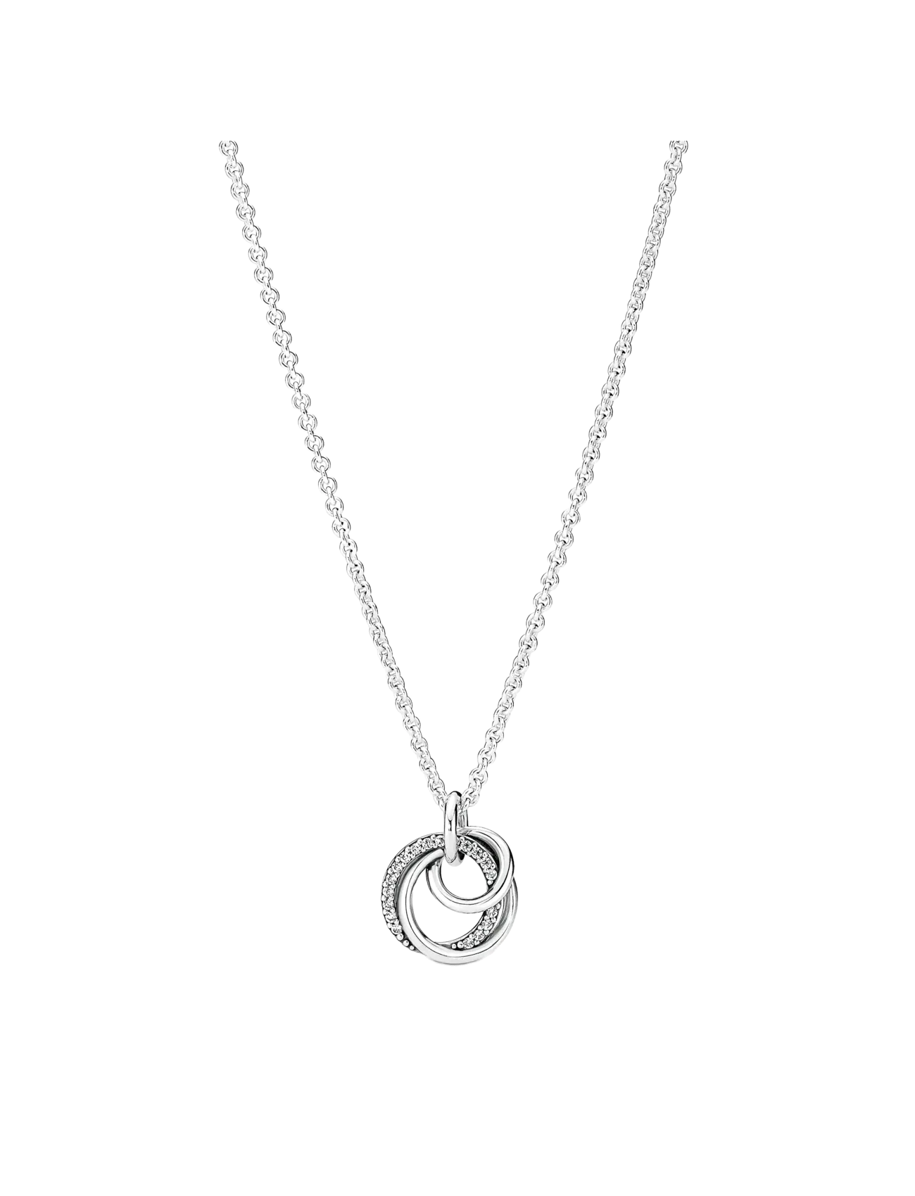 Pandora Encircled sterling silver necklace with clear cubic zirconia pendant - Halskæder - CLEAR / undefined