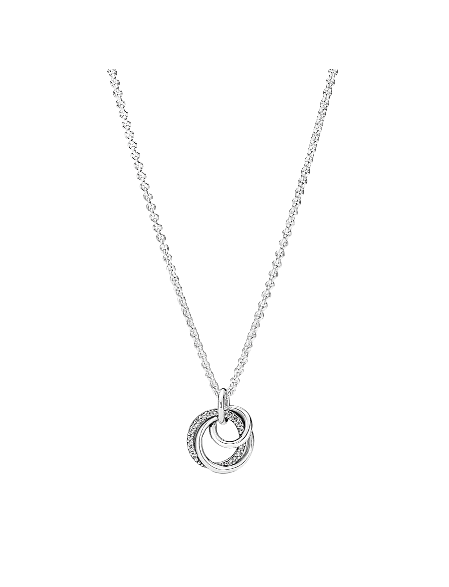 Pandora - Encircled sterling silver necklace with clear cubic zirconia pendant - colliers chaîne - clear - 1
