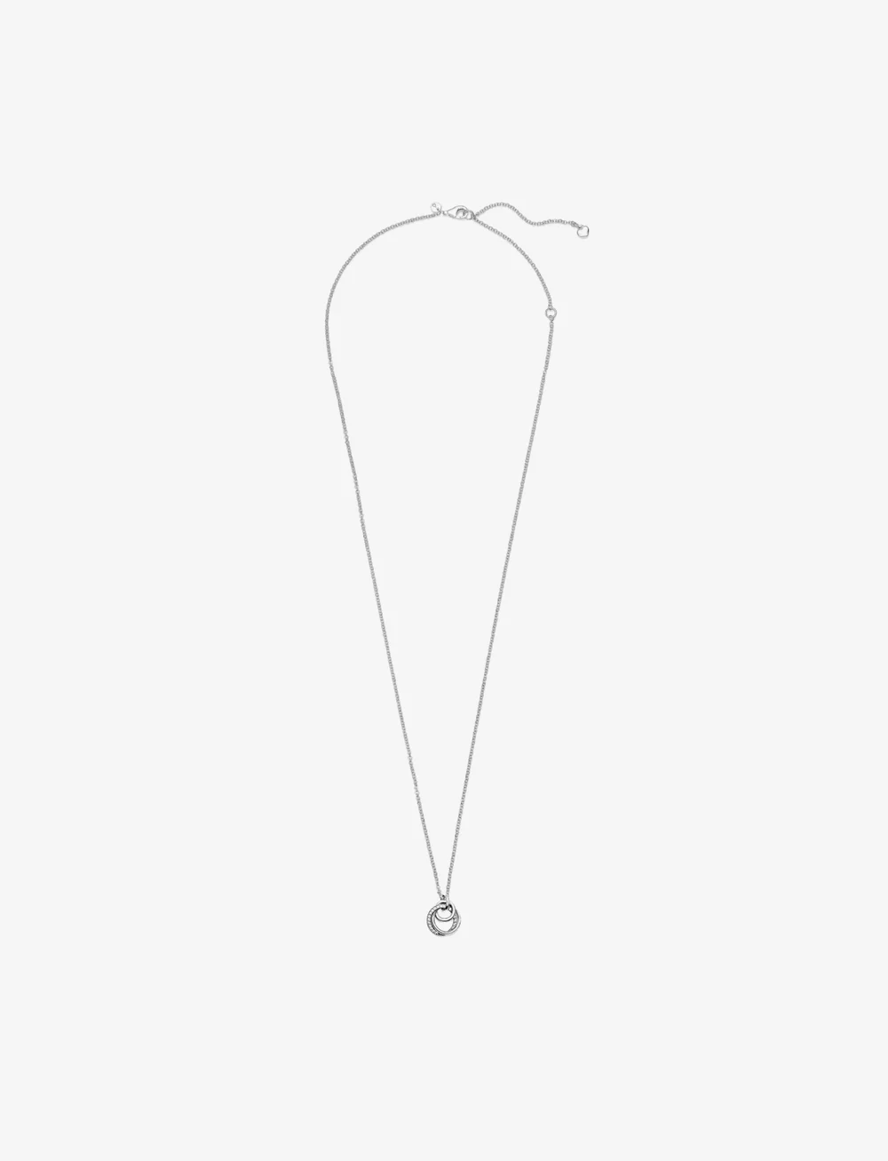 Pandora - Encircled sterling silver necklace with clear cubic zirconia pendant - kedjehalsband - clear - 2