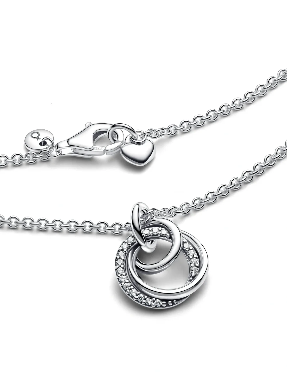 Pandora - Encircled sterling silver necklace with clear cubic zirconia pendant - kedjehalsband - clear - 3