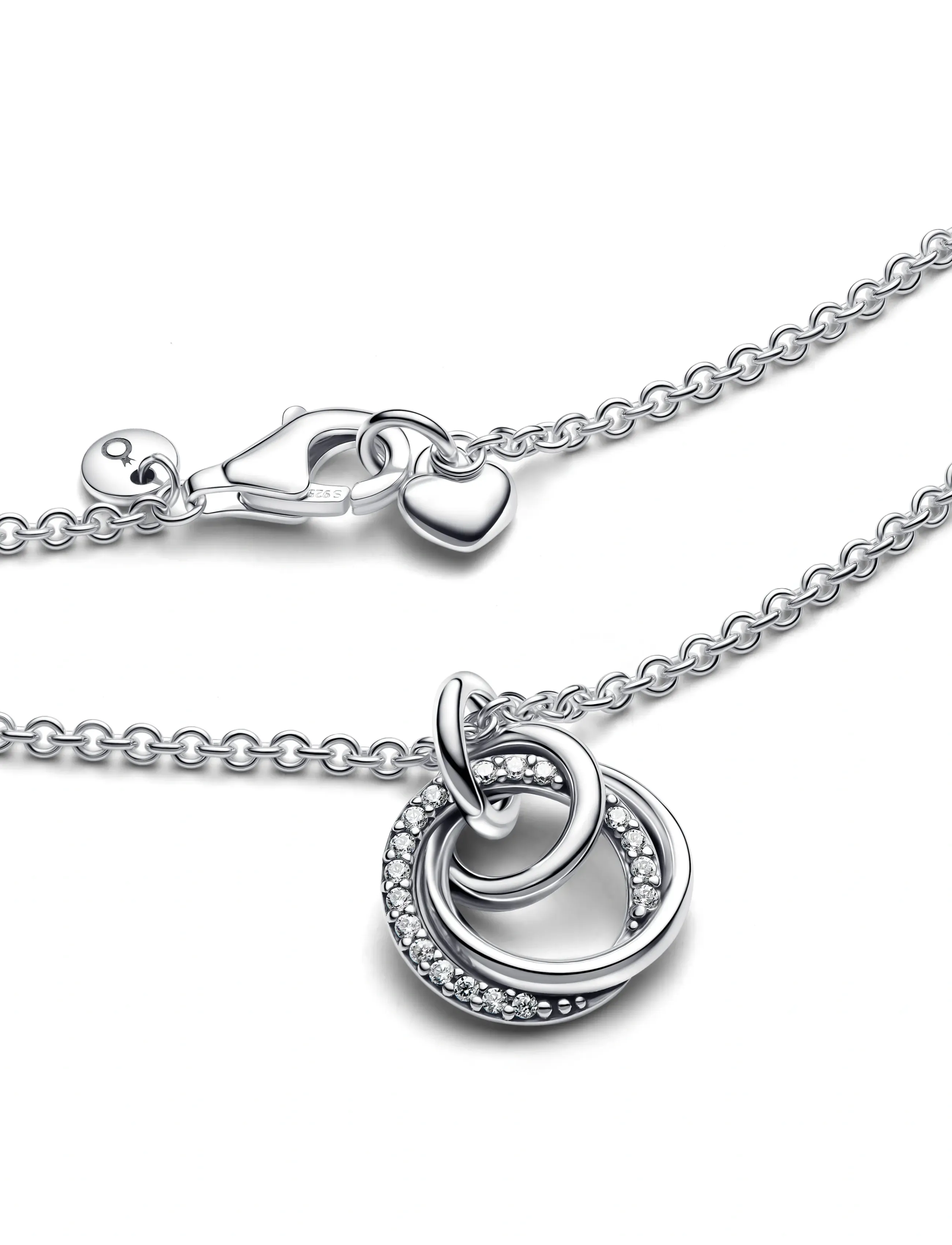 Pandora - Encircled sterling silver necklace with clear cubic zirconia pendant - colliers chaîne - clear - 3