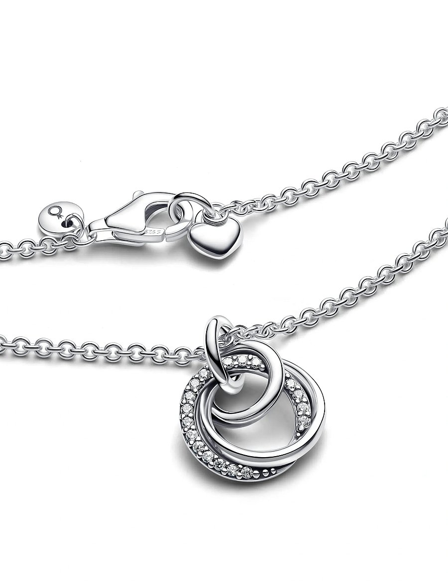 Pandora - Encircled sterling silver necklace with clear cubic zirconia pendant - colliers chaîne - clear - 3