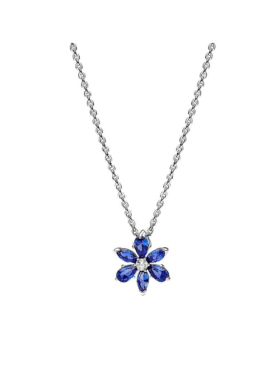 Pandora - Sparkling Blue Herbarium Cluster Pendant - kedjehalsband - silver - 1