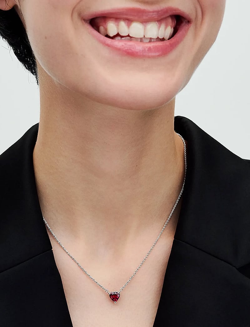 Pandora Heart Sterling Silver Collier With Cherries Jubilee Red Crystal And Clear Cubic Zirconia ()