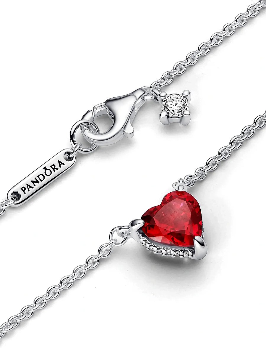 Pandora - Sparkling Heart Halo Pendant Collier Necklace - colliers chaîne - red - 3