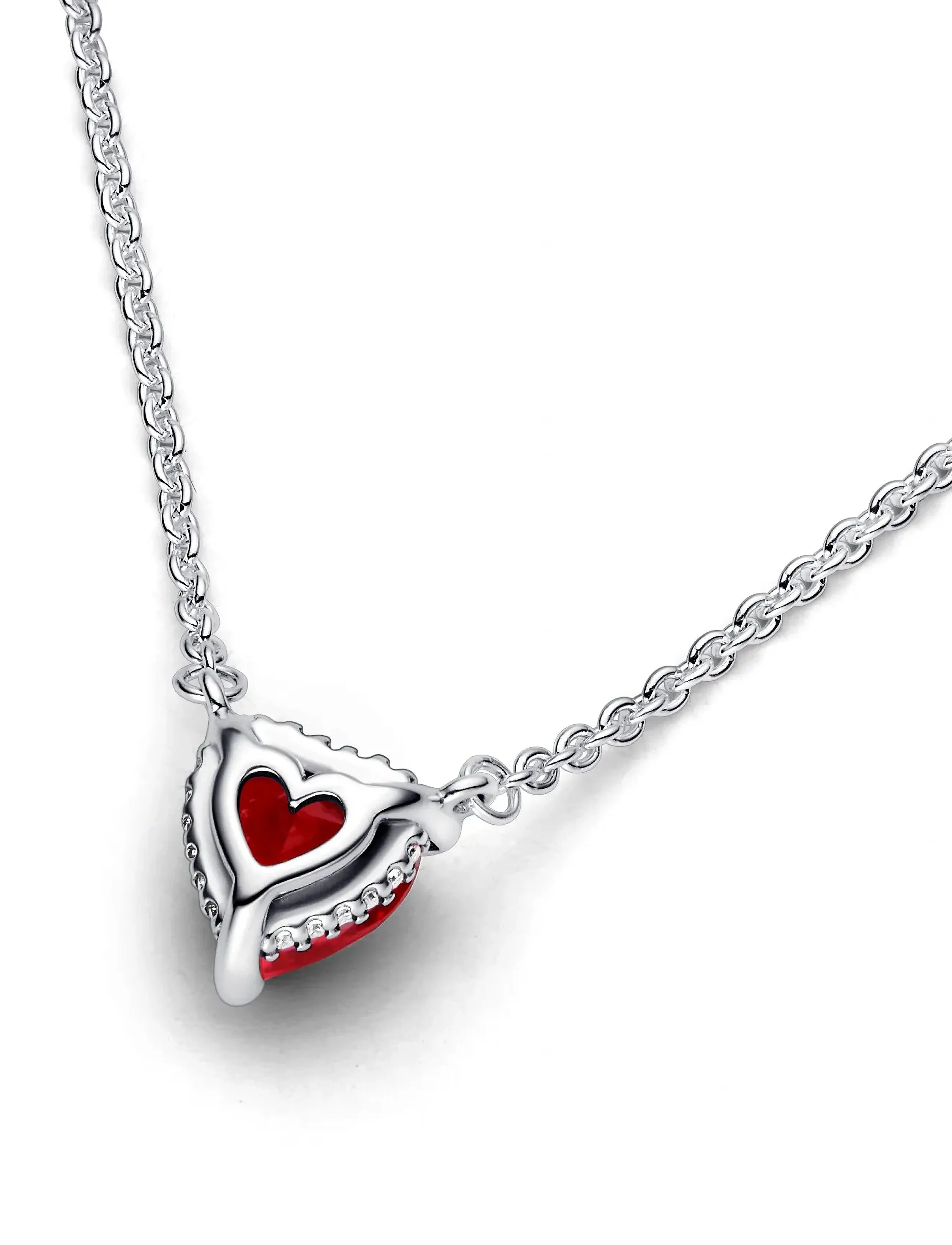 Pandora - Sparkling Heart Halo Pendant Collier Necklace - colliers chaîne - red - 4