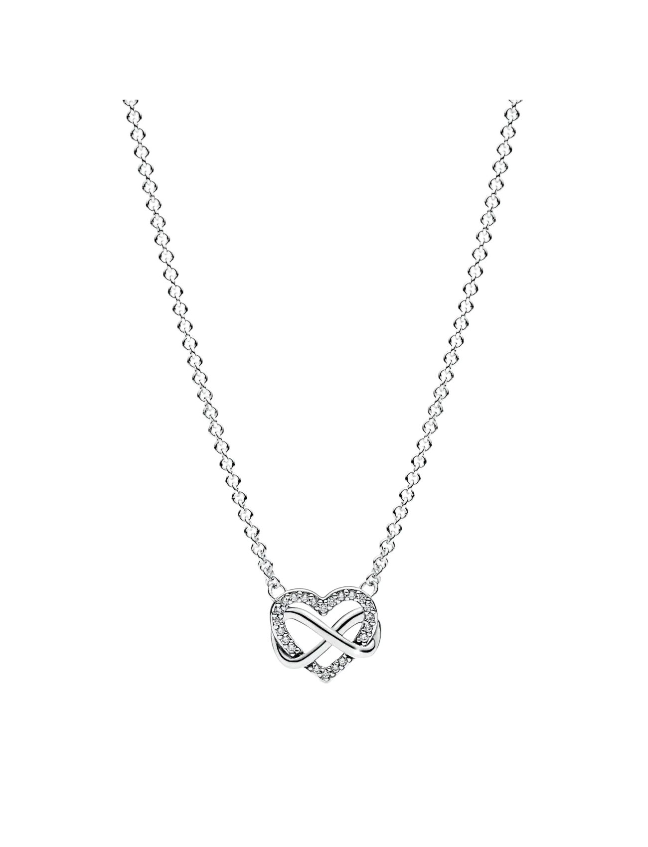 Pandora Infinity heart sterling silver necklace with clear cubic zirconia - Halskæder - CLEAR / undefined