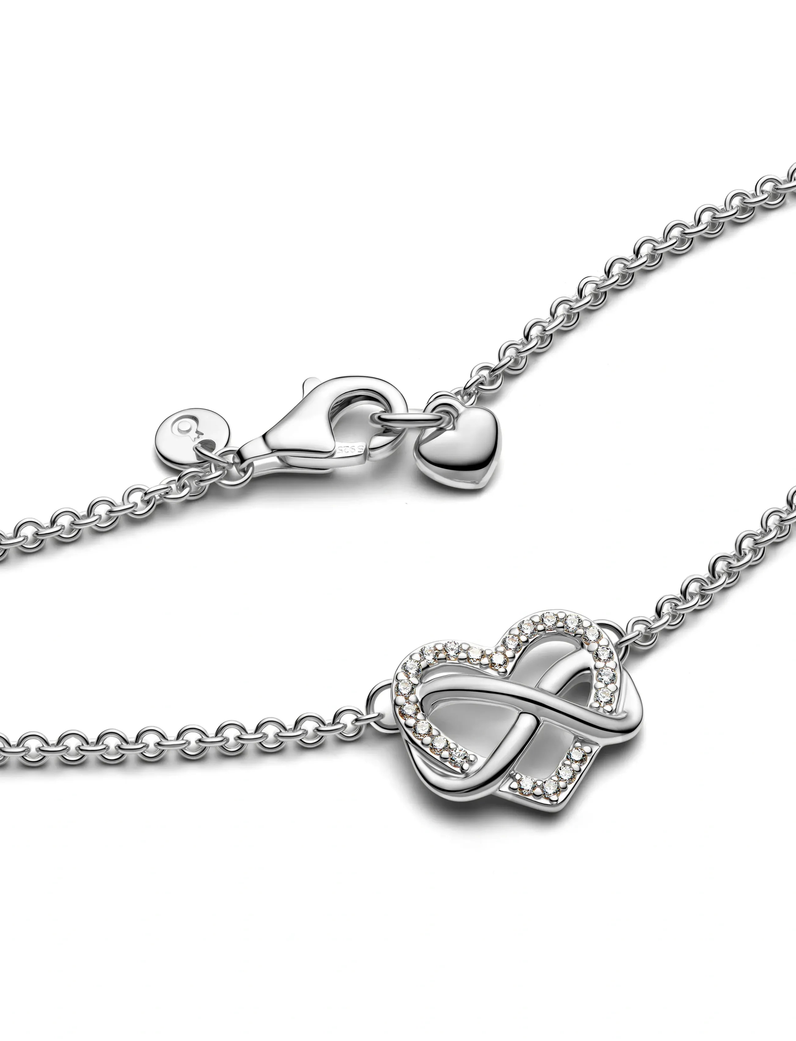 Pandora - Infinity heart sterling silver necklace with clear cubic zirconia - halsketten - clear - 2
