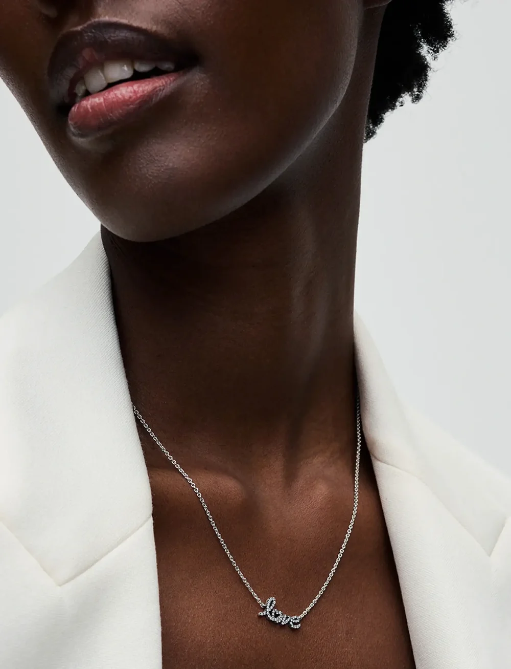 Pandora - Love sterling silver collier with clear cubic zirconia - kedjehalsband - clear - 0