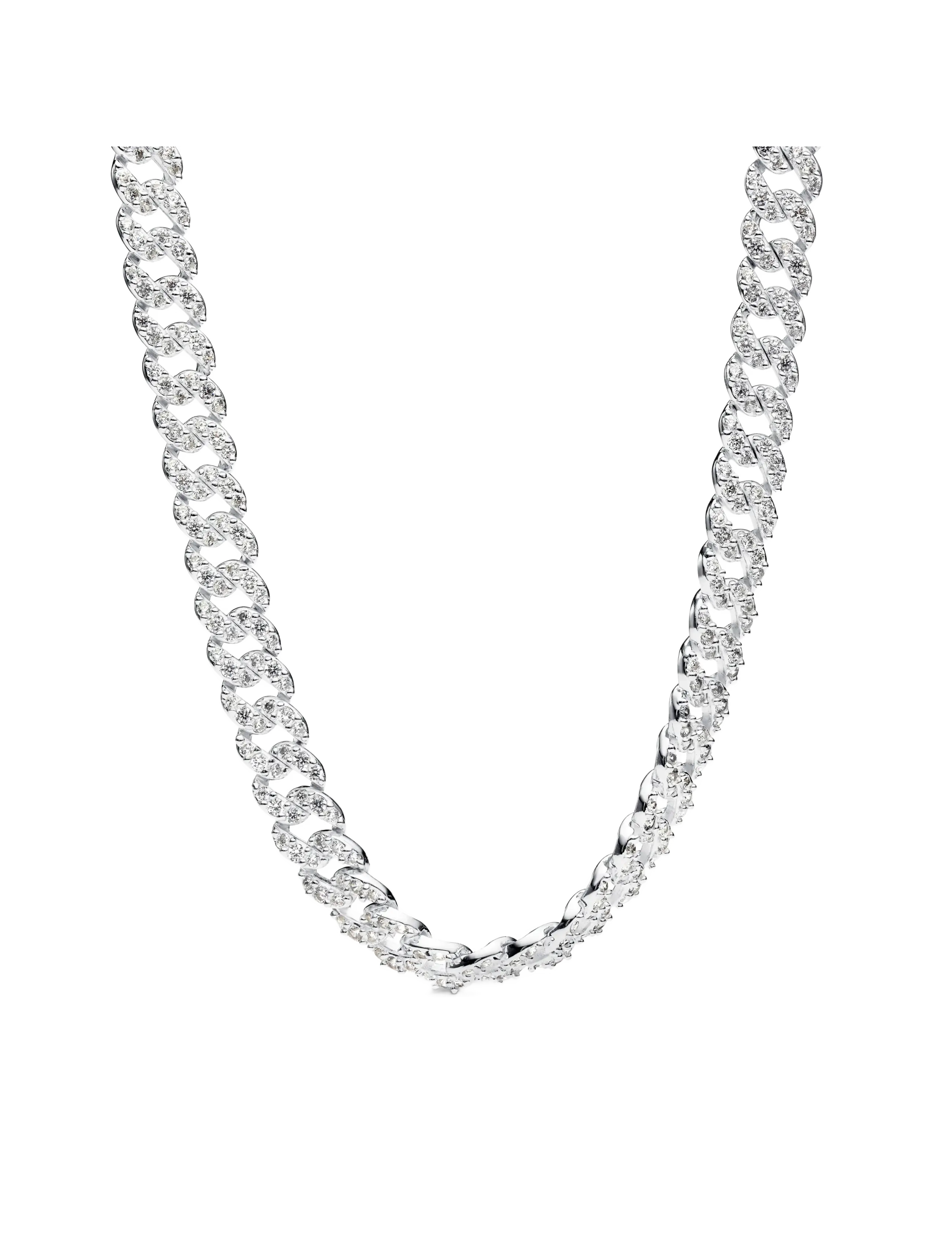 Pandora Cuban chain sterling silver necklace with clear cubic zirconia - Julegave - CLEAR / undefined