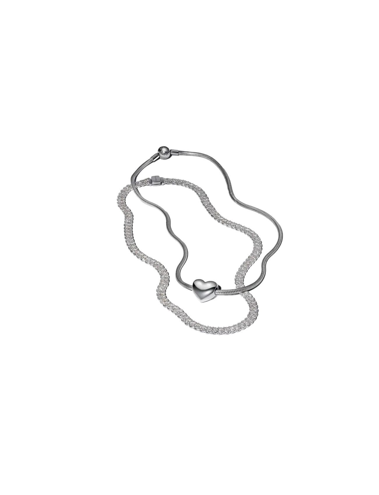 Pandora - Cuban chain sterling silver necklace with clear cubic zirconia - halskæder - clear - 3