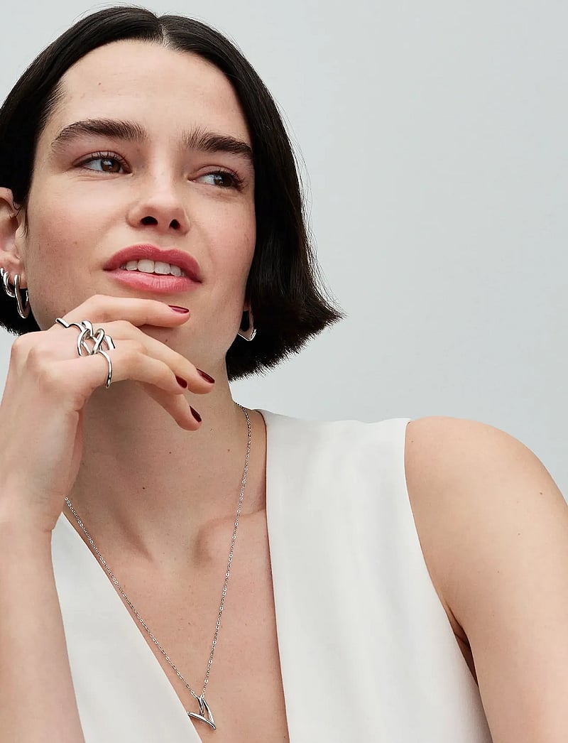 Pandora - Heart pendant sterling silver necklace - halskæder - clear - 2