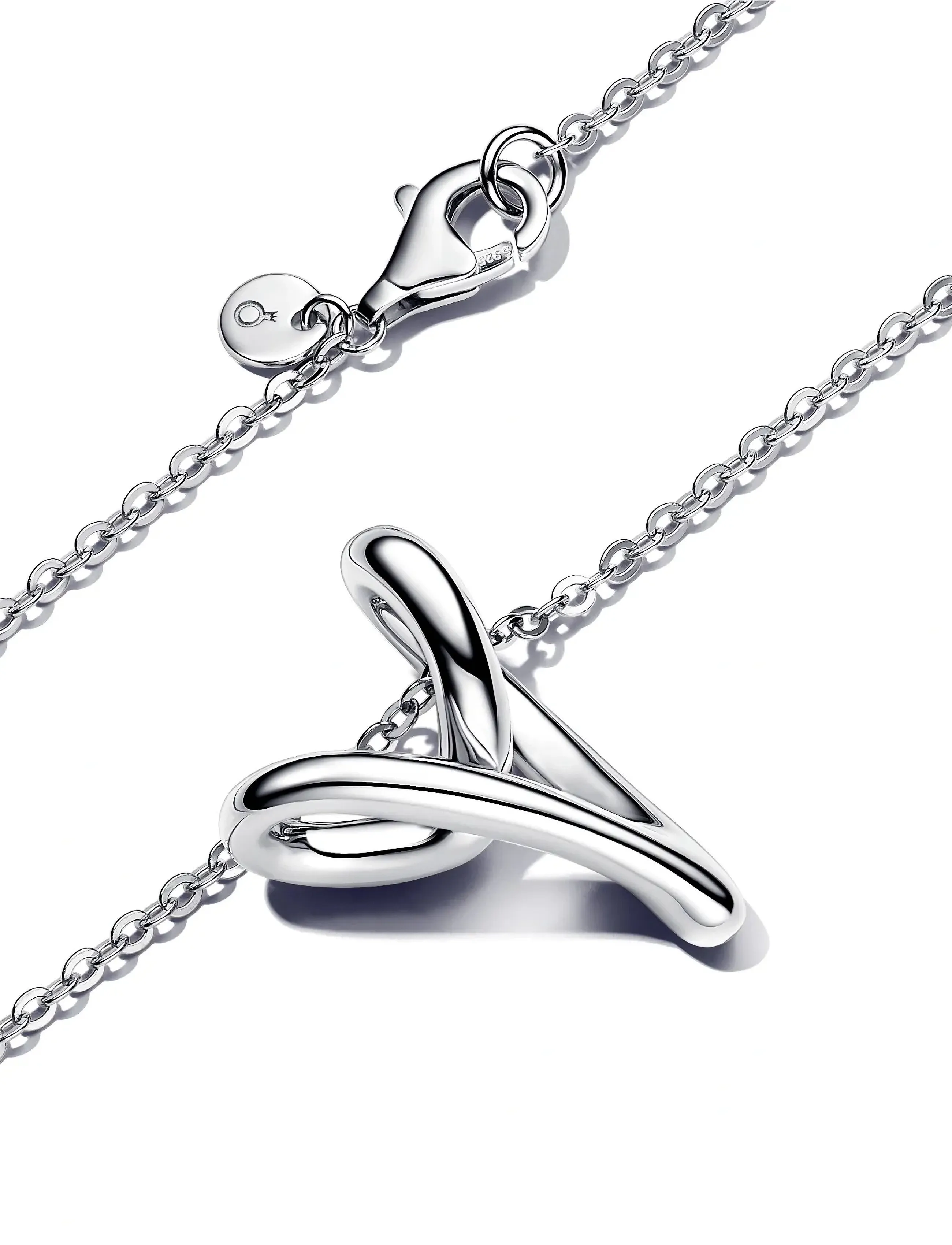 Pandora - Heart pendant sterling silver necklace - halsband - clear - 3