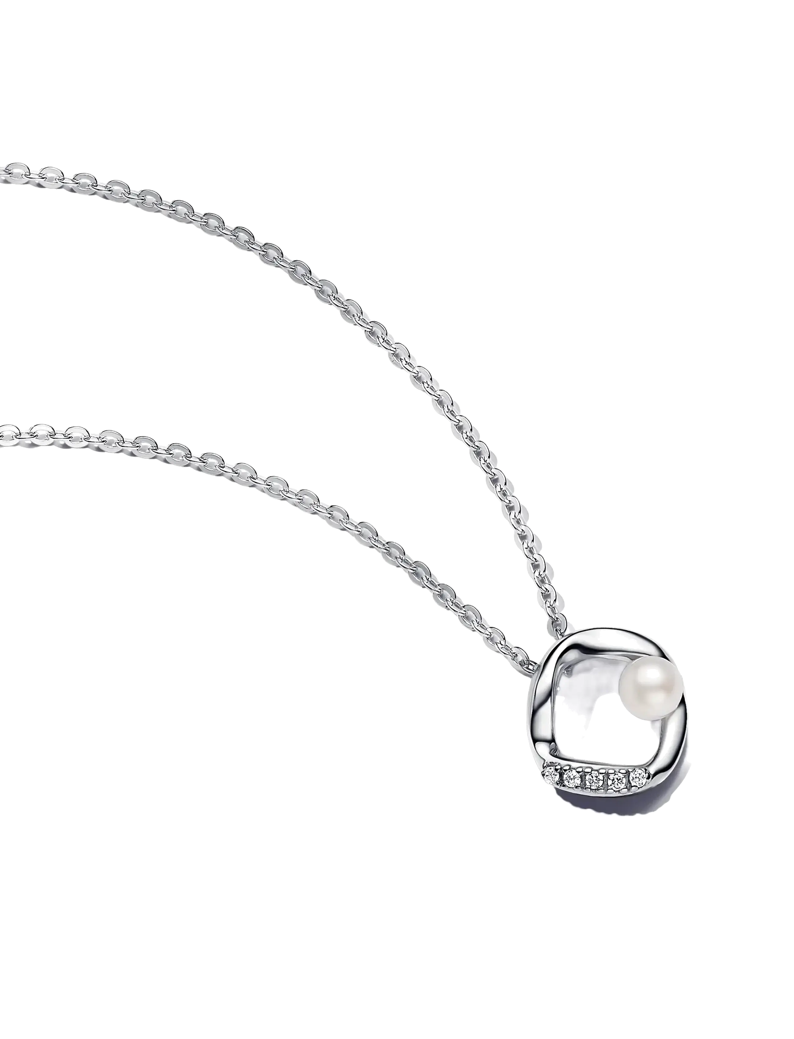 Sterling silver collier with white treated freshwater cultured pearl and clear cubic zirconia - NO COLOR