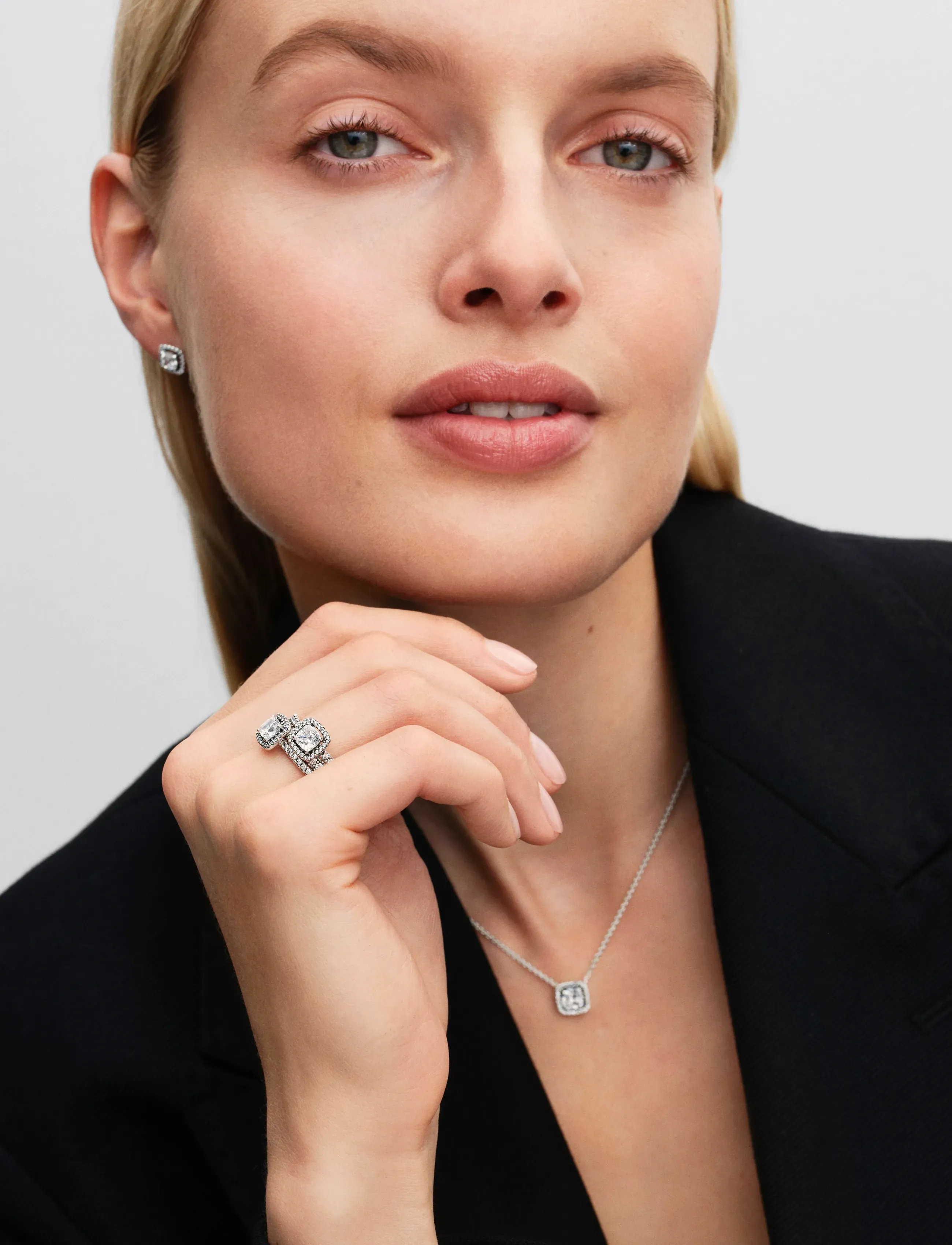 Pandora Halo Pendant Collier Necklace, 45 cm, Necklaces, Silber - Dainty Frauen
