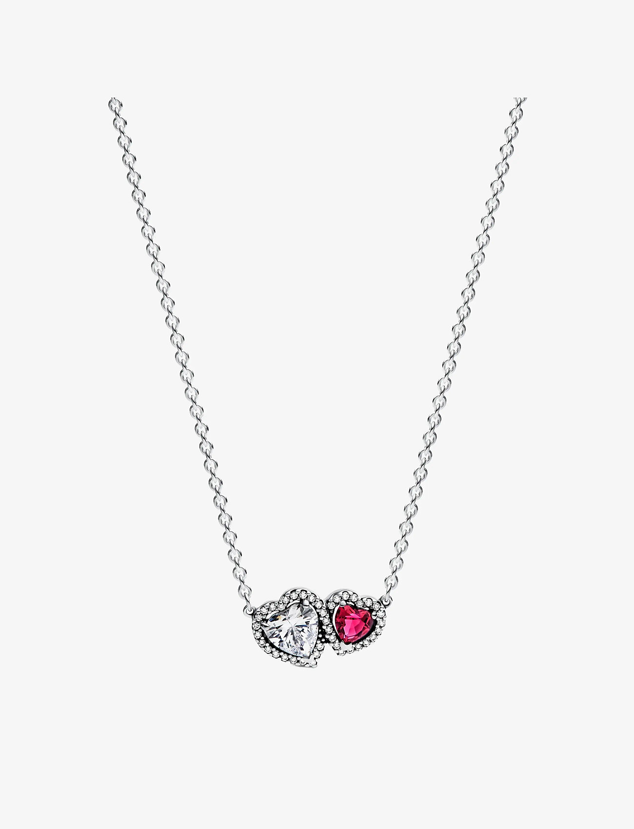 Pandora - Hearts sterling silver collier with cherries jubilee red crystal and clear cubic zirconia - naszyjniki łańcuszkowe - clear read - 1