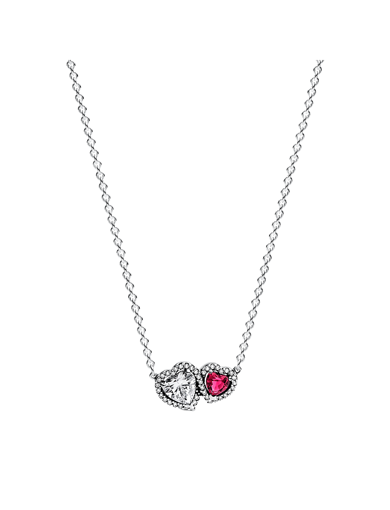 Pandora - Hearts sterling silver collier with cherries jubilee red crystal and clear cubic zirconia - naszyjniki łańcuszkowe - clear read - 1