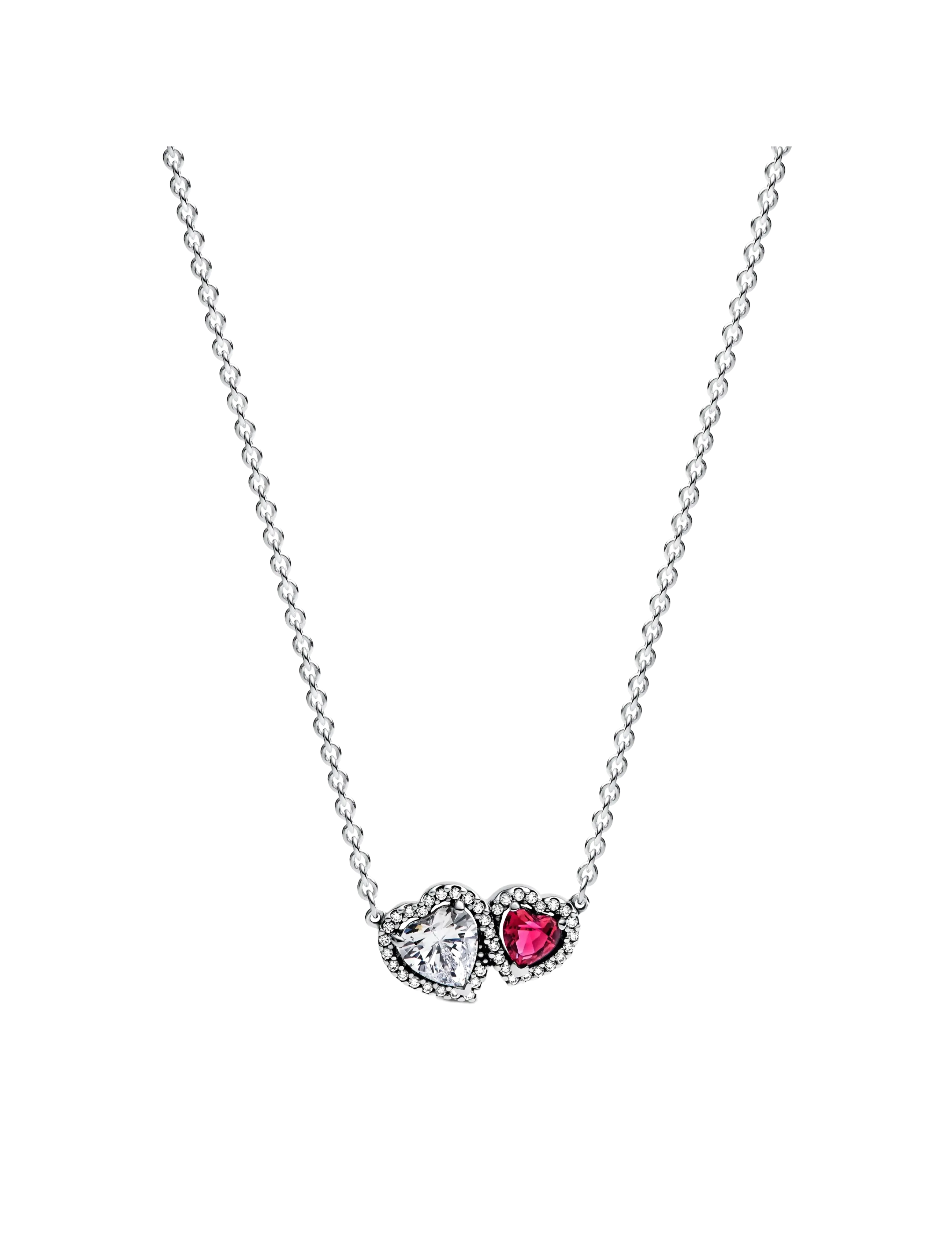 Pandora Hearts sterling silver collier with cherries jubilee red crystal and clear cubic zirconia - Halskæder - CLEAR READ / silver