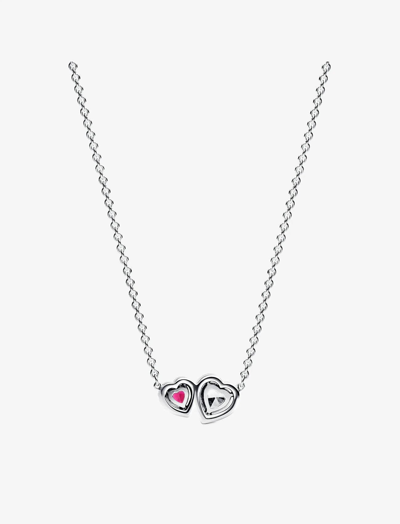 Pandora - Hearts sterling silver collier with cherries jubilee red crystal and clear cubic zirconia - naszyjniki łańcuszkowe - clear read - 2