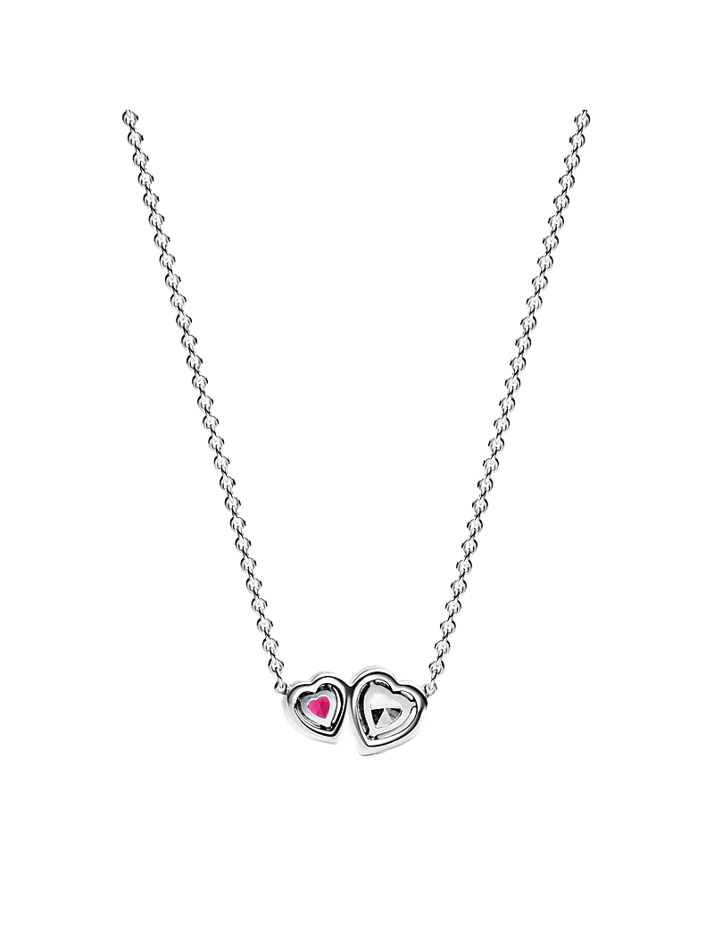 Pandora - Hearts sterling silver collier with cherries jubilee red crystal and clear cubic zirconia - naszyjniki łańcuszkowe - clear read - 2