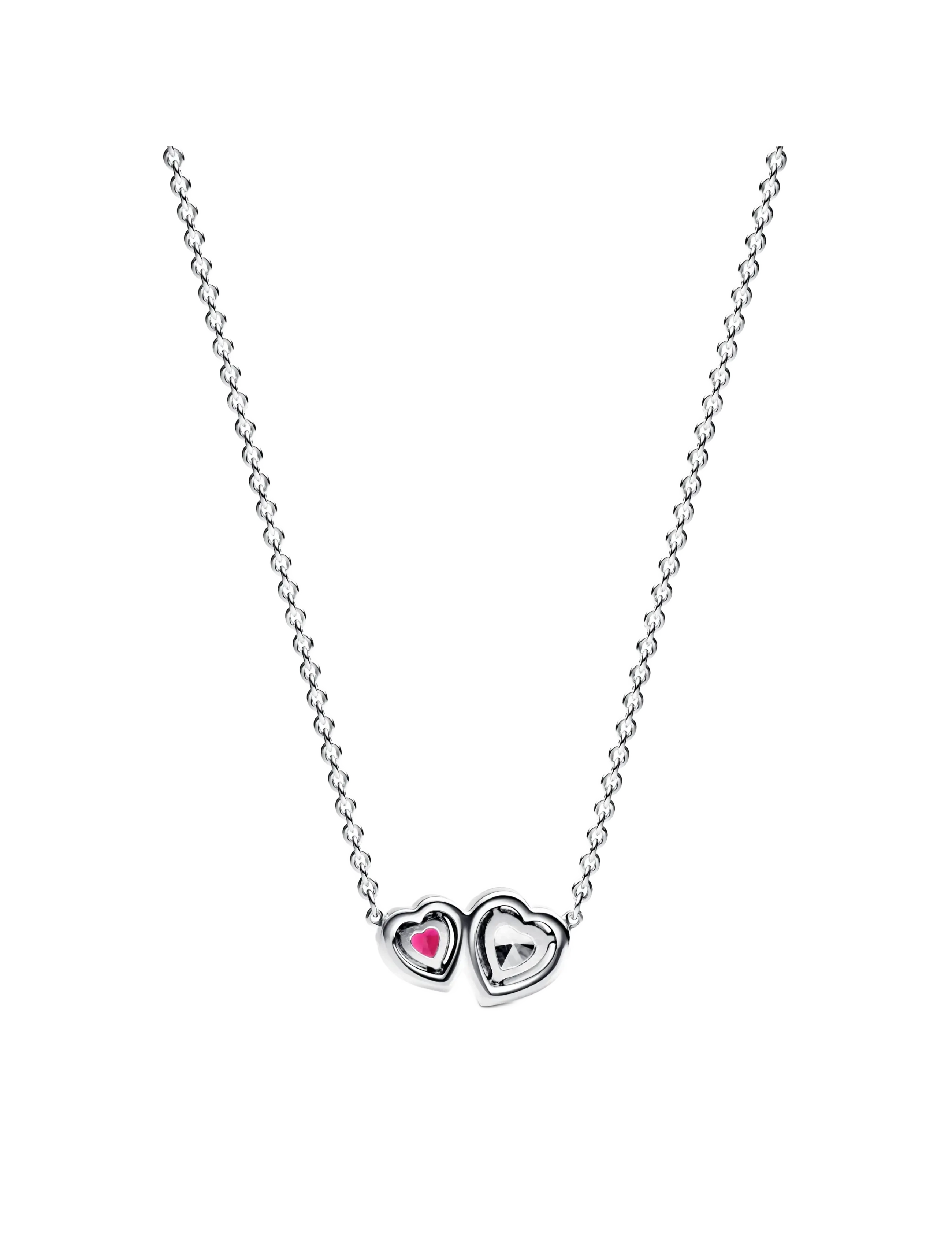 Pandora - Hearts sterling silver collier with cherries jubilee red crystal and clear cubic zirconia - halsketten - clear read - 2