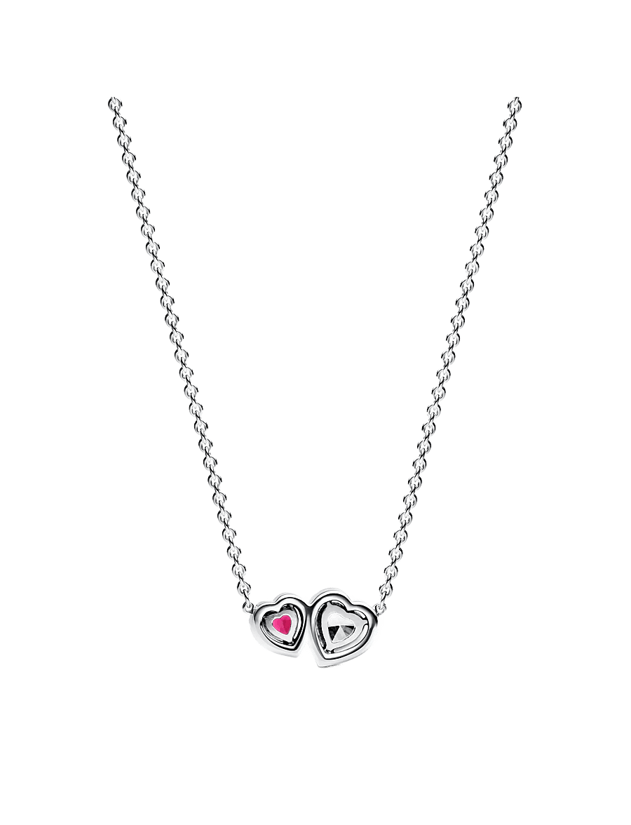 Pandora - Hearts sterling silver collier with cherries jubilee red crystal and clear cubic zirconia - halsketten - clear read - 2