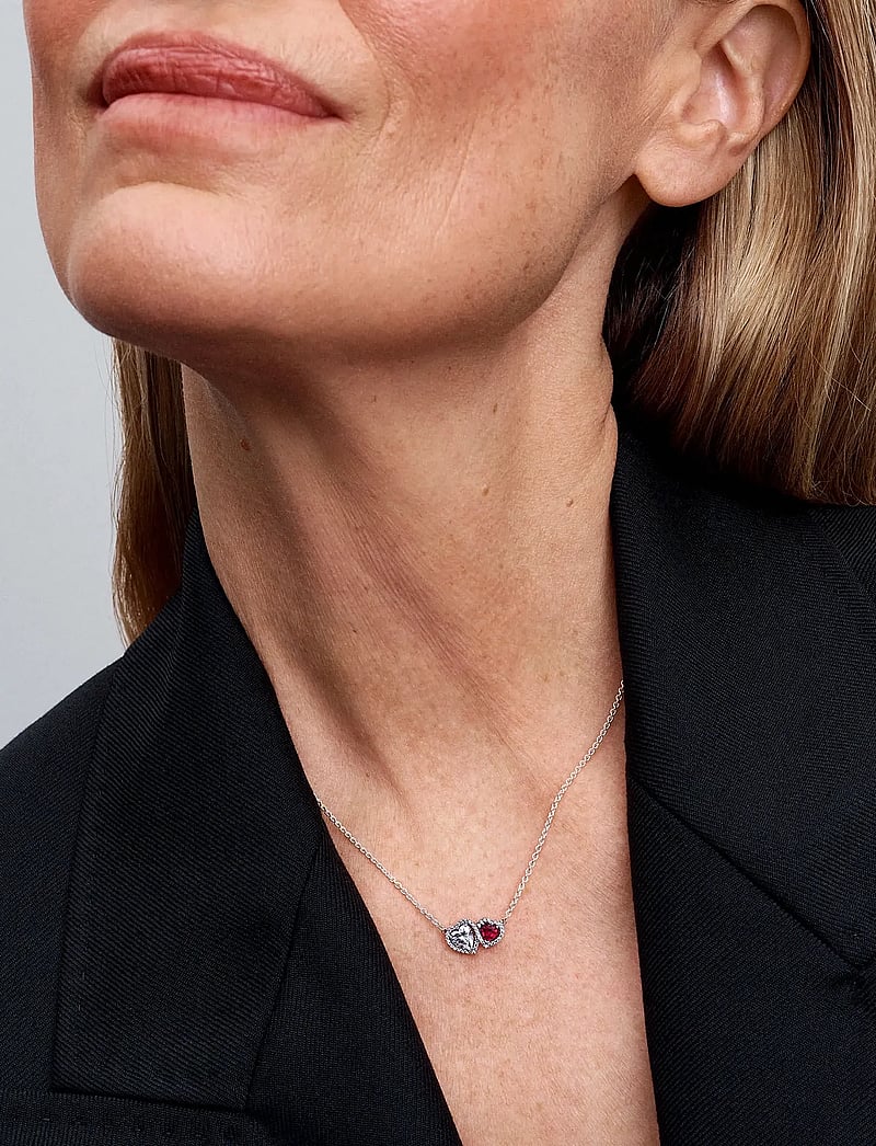 Pandora - Hearts sterling silver collier with cherries jubilee red crystal and clear cubic zirconia - naszyjniki łańcuszkowe - clear read - 0