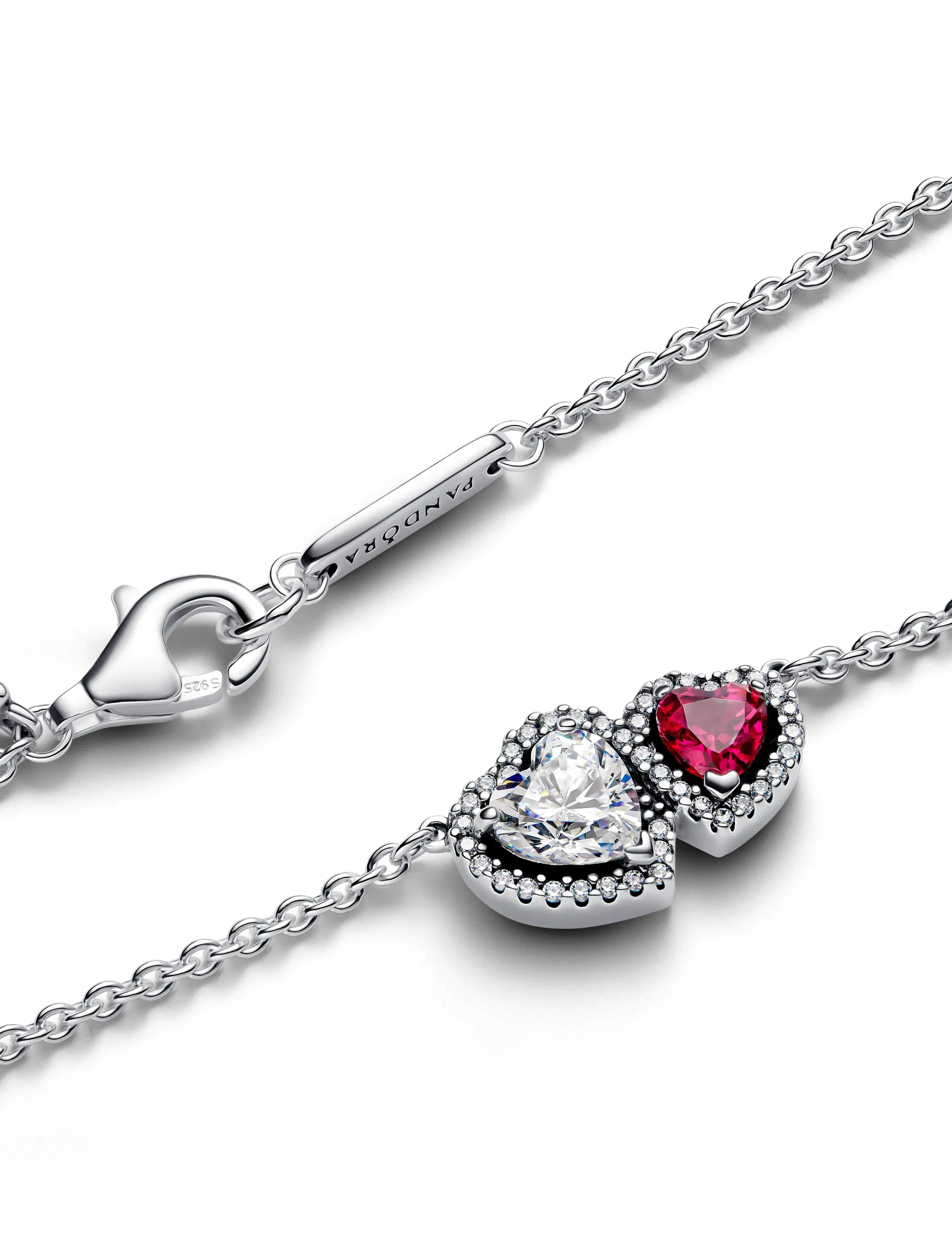 Pandora - Hearts sterling silver collier with cherries jubilee red crystal and clear cubic zirconia - halsketten - clear read - 4