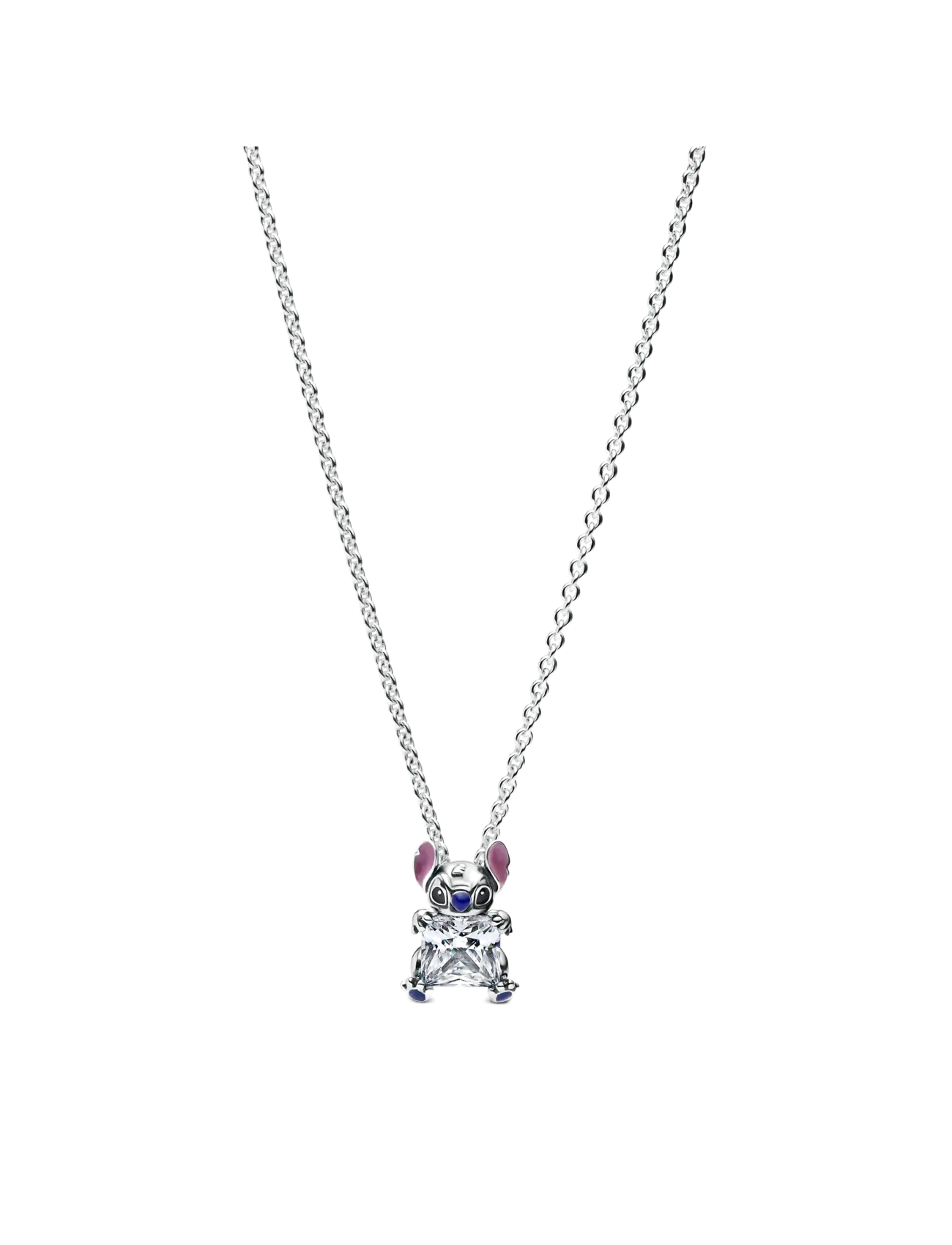 Pandora Disney Stitch pendant necklace with clear cubic zirconia, purple, blue and black enamel - Samarbejder - BLUE / silver