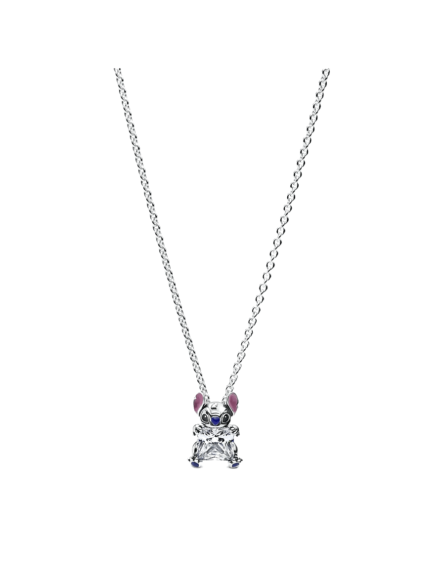 Pandora - Disney Stitch pendant necklace with clear cubic zirconia, purple, blue and black enamel - kedjehalsband - blue - 1