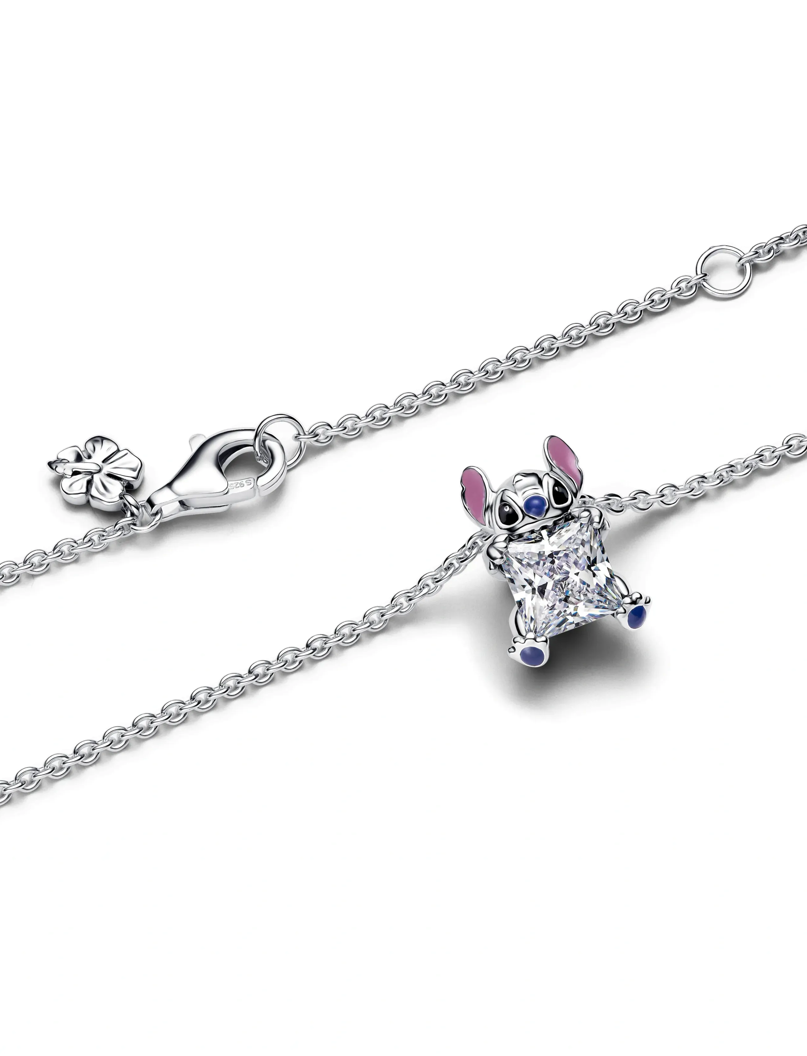 Pandora - Disney Stitch pendant necklace with clear cubic zirconia, purple, blue and black enamel - halsketten - blue - 4